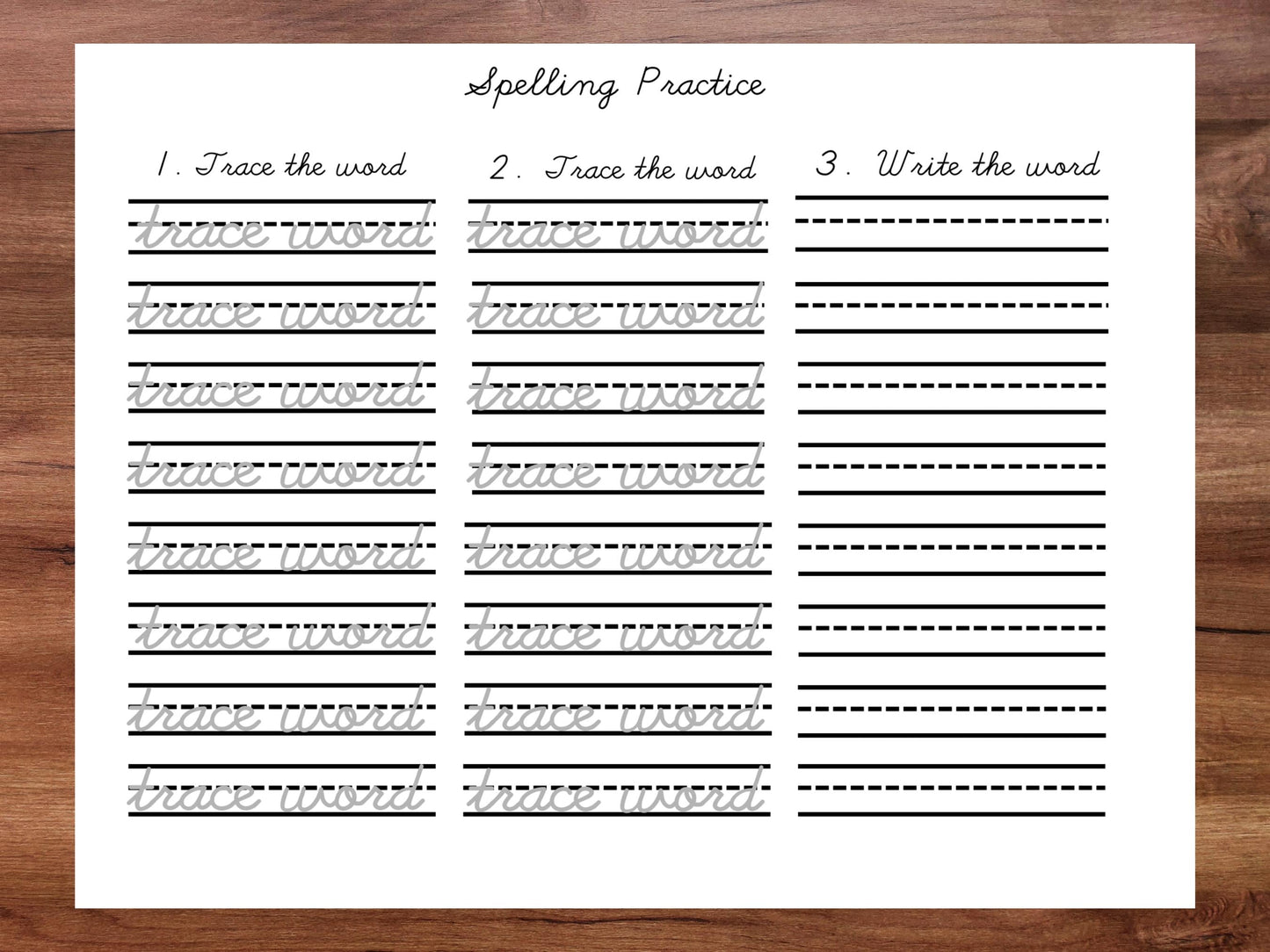 Editable Cursive Tracing Worksheet: Canva Template for Spelling Practice (Digital Download