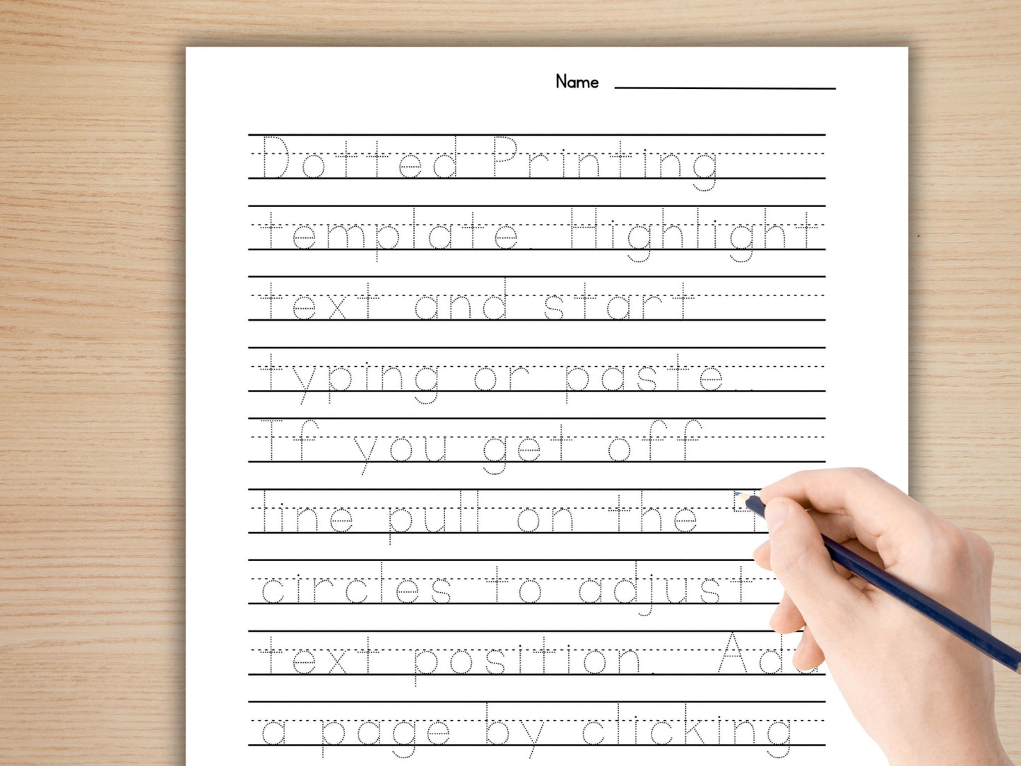 Editable Dotted Print Tracing Worksheet Template – Custom Handwriting Practice Pages in Canva
