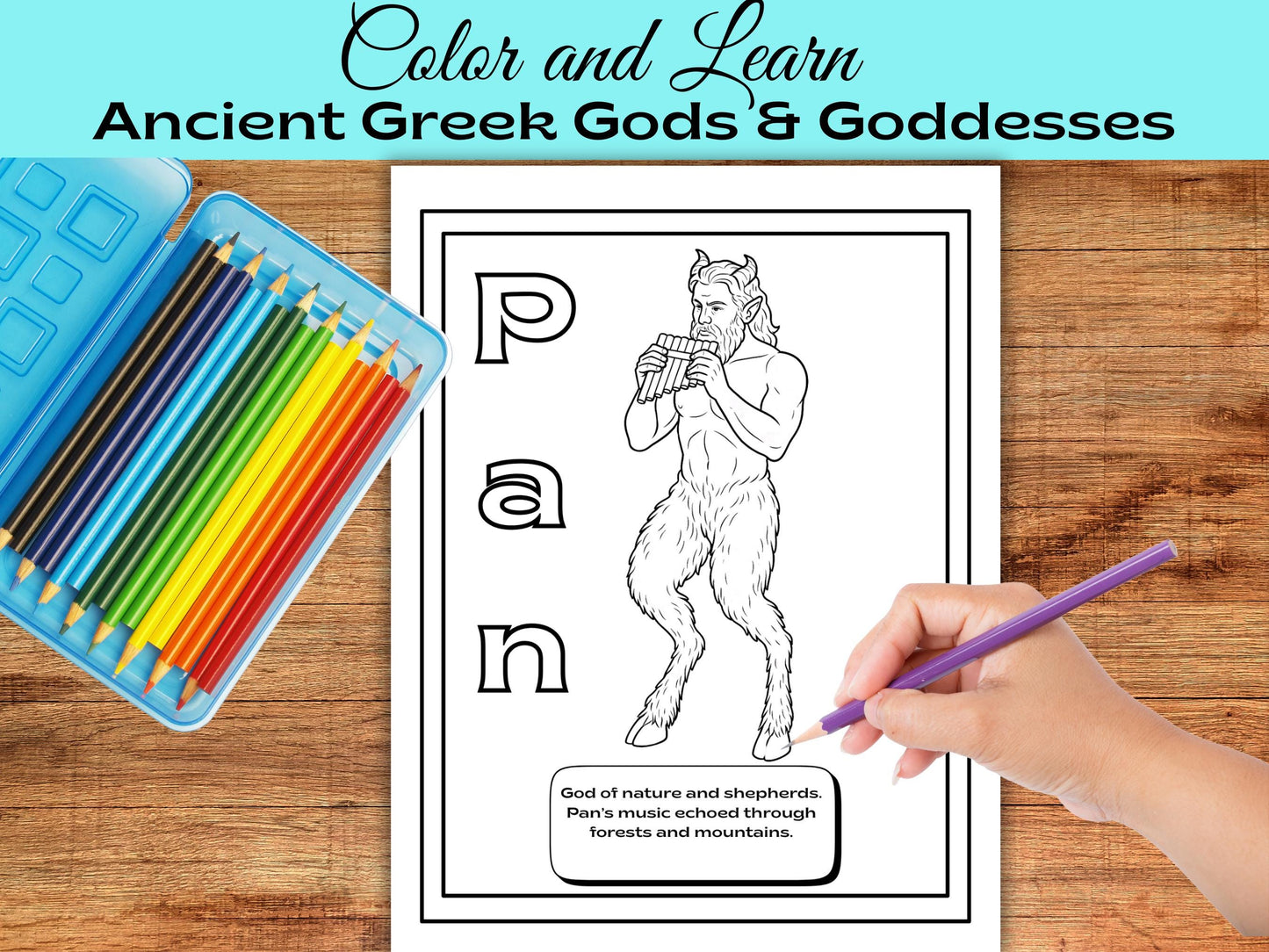 Greek Mythology Coloring Book for Kids | 25 Gods & Goddesses | Educational Printable for Grades 2–6
