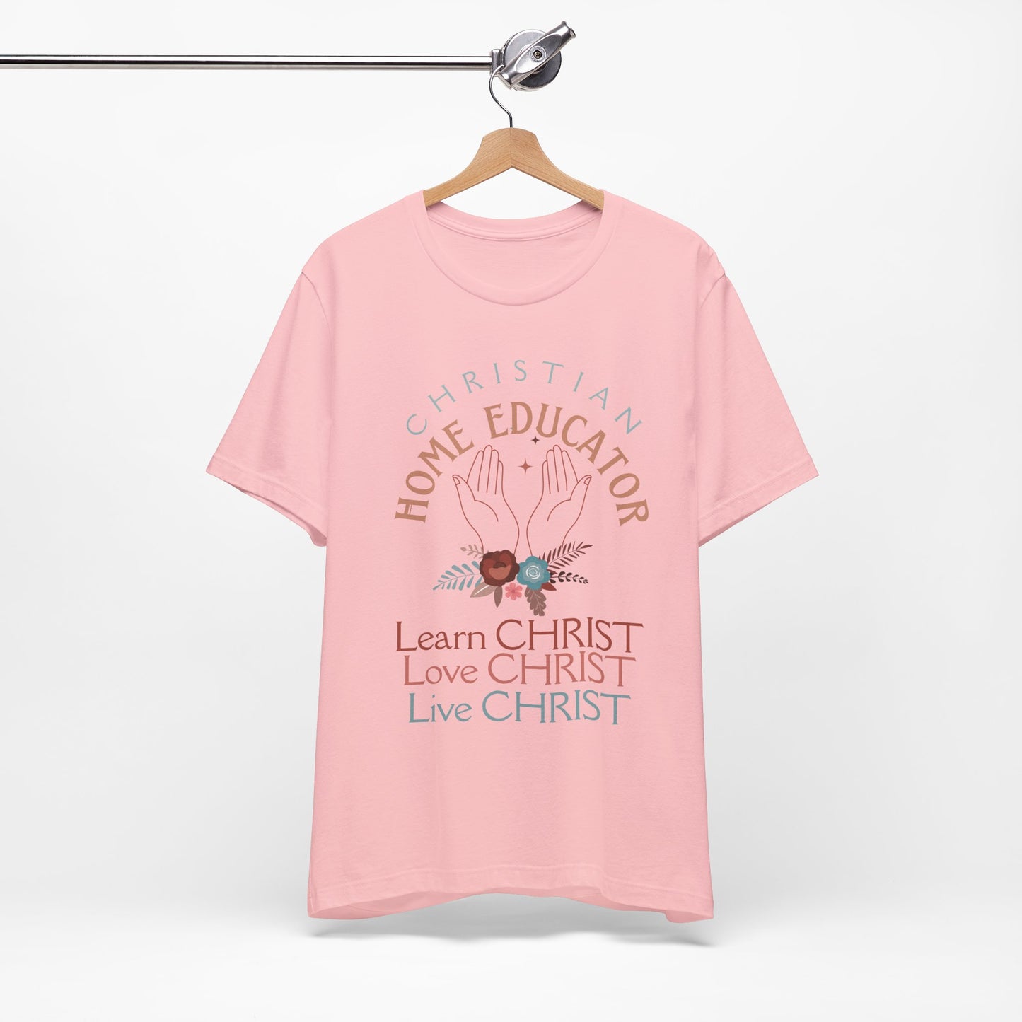 Women's Christian Homeschool Mom Tee with Praying Hands Sz. S-5XL