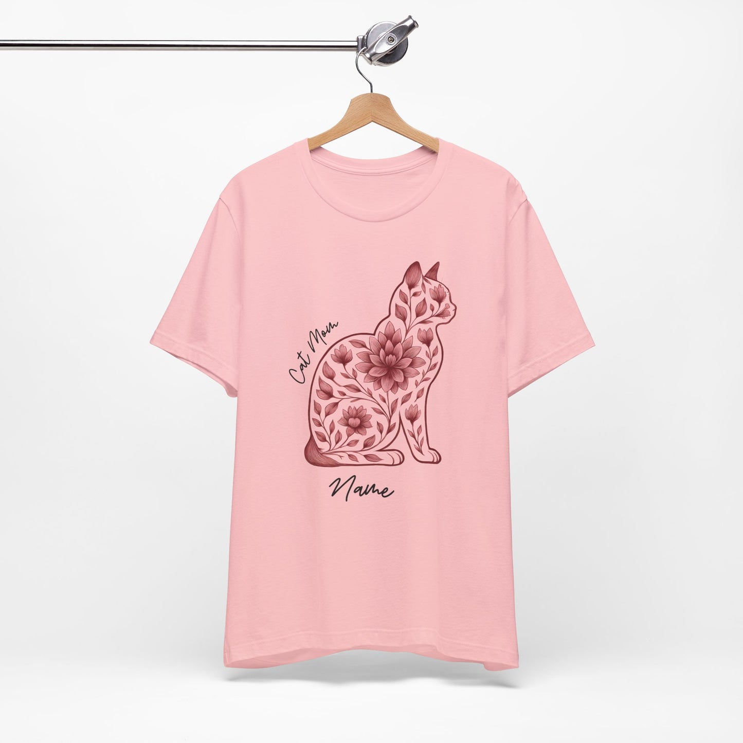 Women's Cat Mom Personalized Jersey Short Sleeve Tee Sz. S-5XL