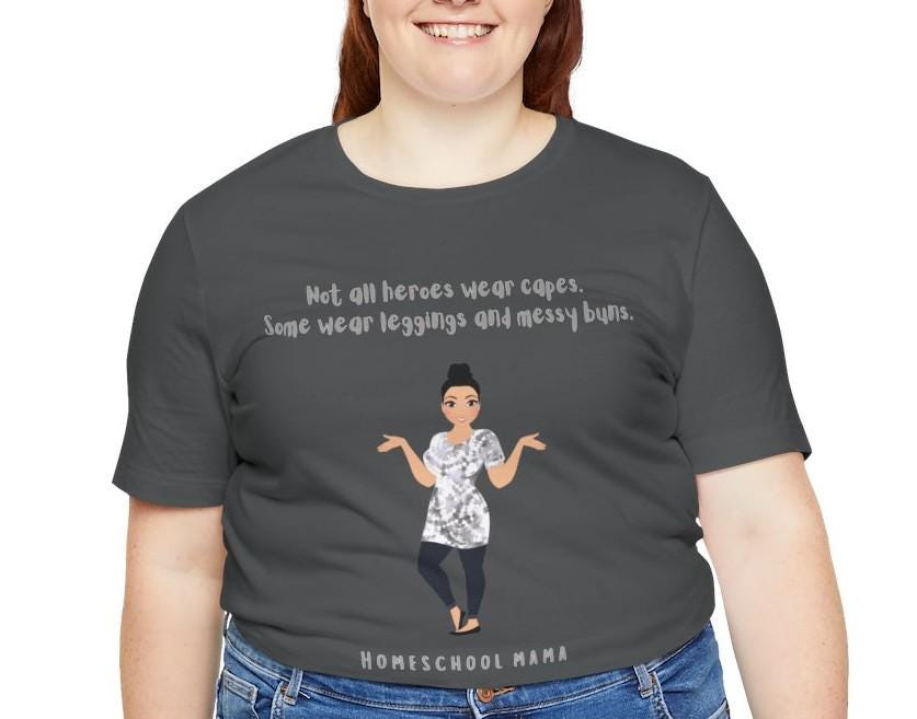 Brunette Homeschool Mama Hero Jersey Short Sleeve Tee