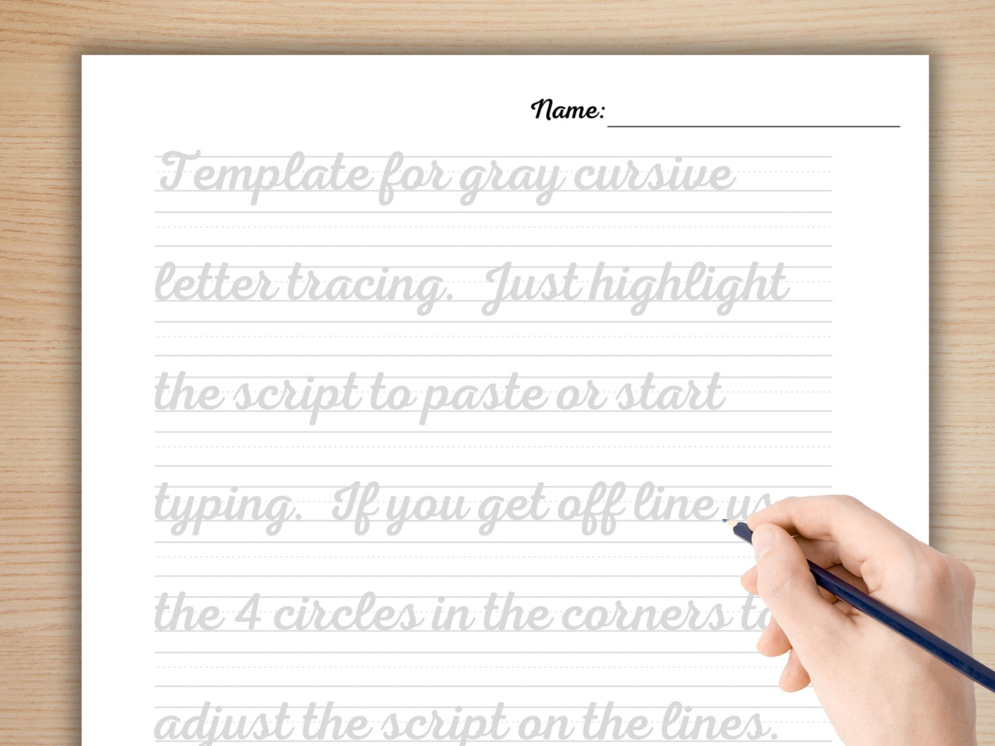 Editable Gray Cursive Tracing Worksheet Template – Custom Copywork Pages in Canva