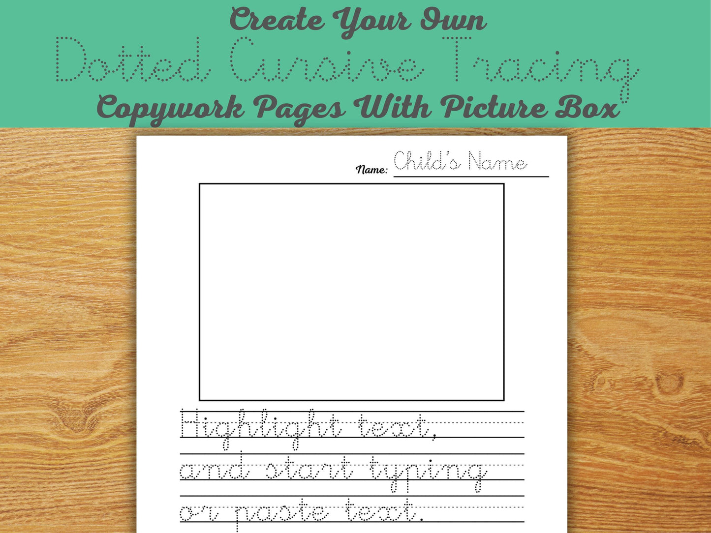 Editable Cursive Handwriting Practice Worksheet: Homeschool Printable (Digital Download