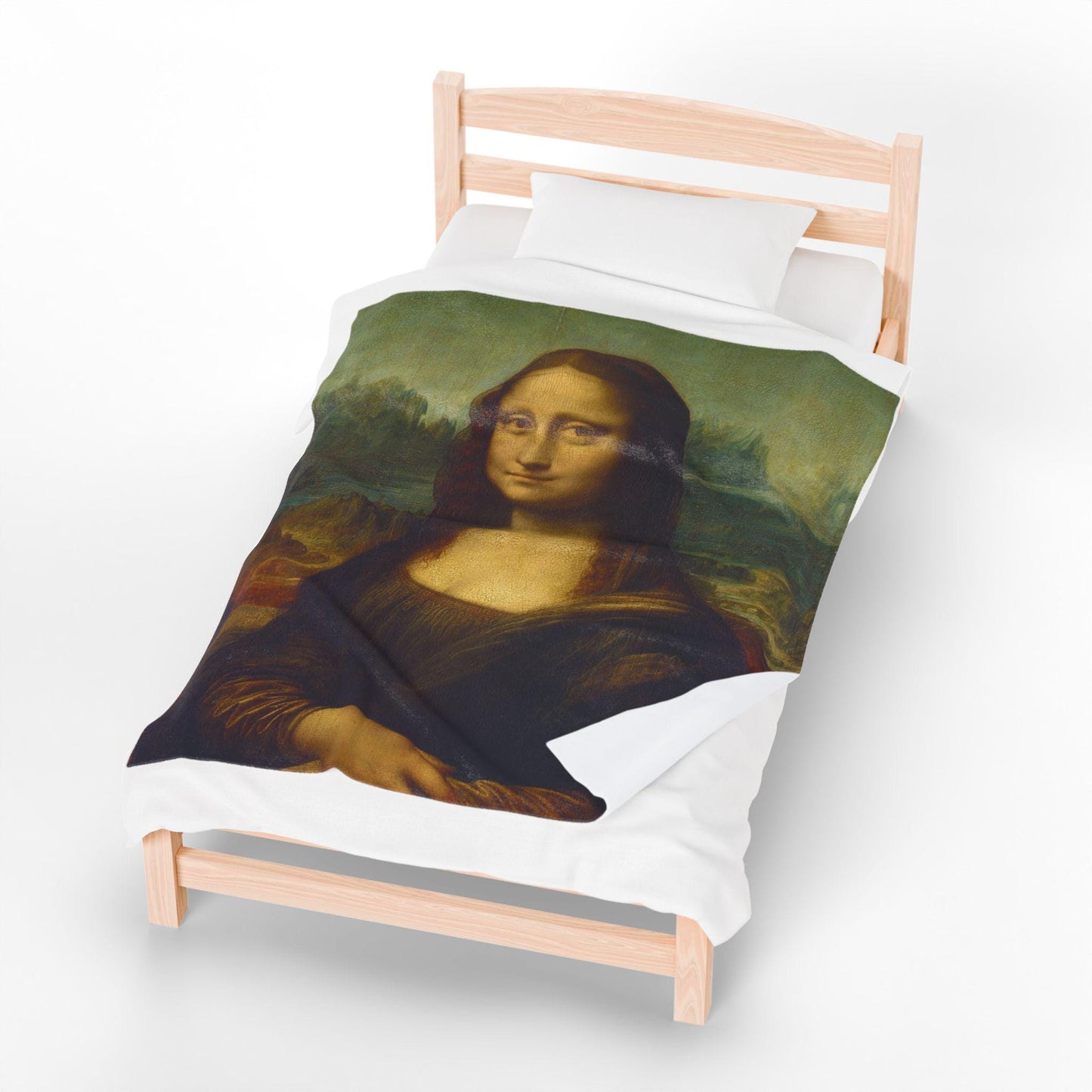 Mona Lisa Plush Velveteen Blanket, Cozy Art Throw, 50x60inch, Soft, Warm, and Unique Gift