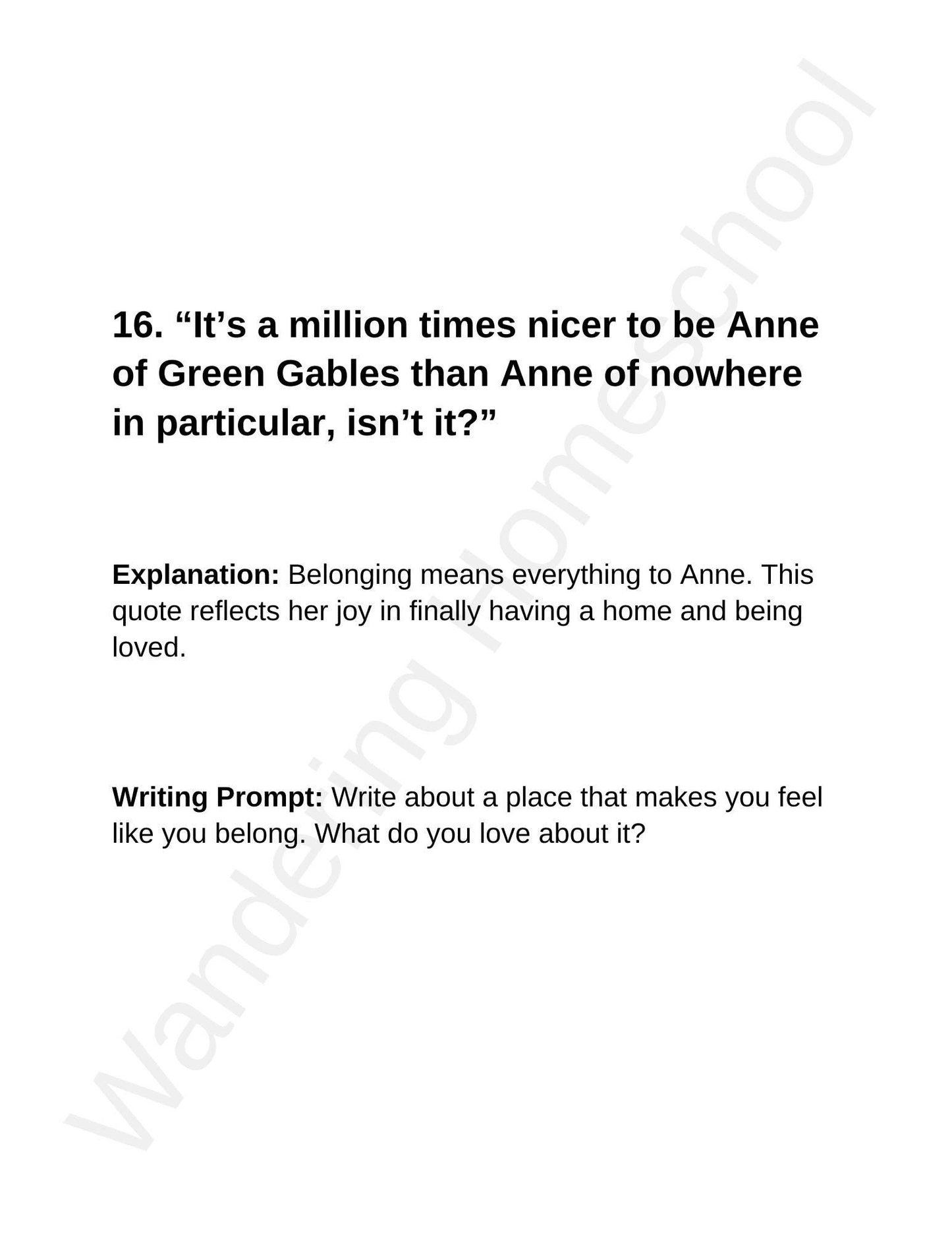 Anne of Green Gables Creative Writing Prompts – For Homeschool Upper Elementary & Middle School Writers