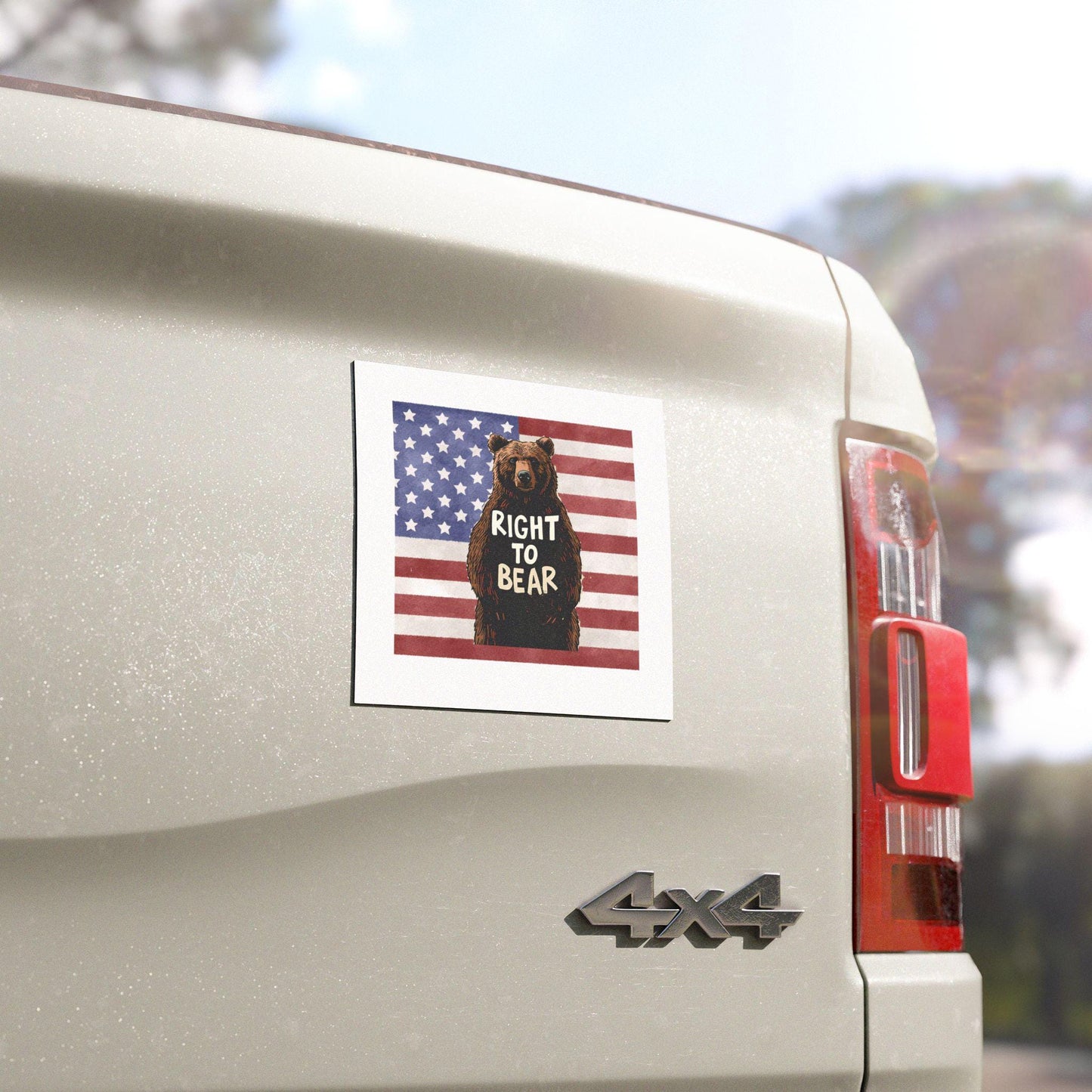 Right to Bear Car Magnet, 5x5 Patriotic American Flag Bear Magnet, Second Amendment Vehicle Accessory