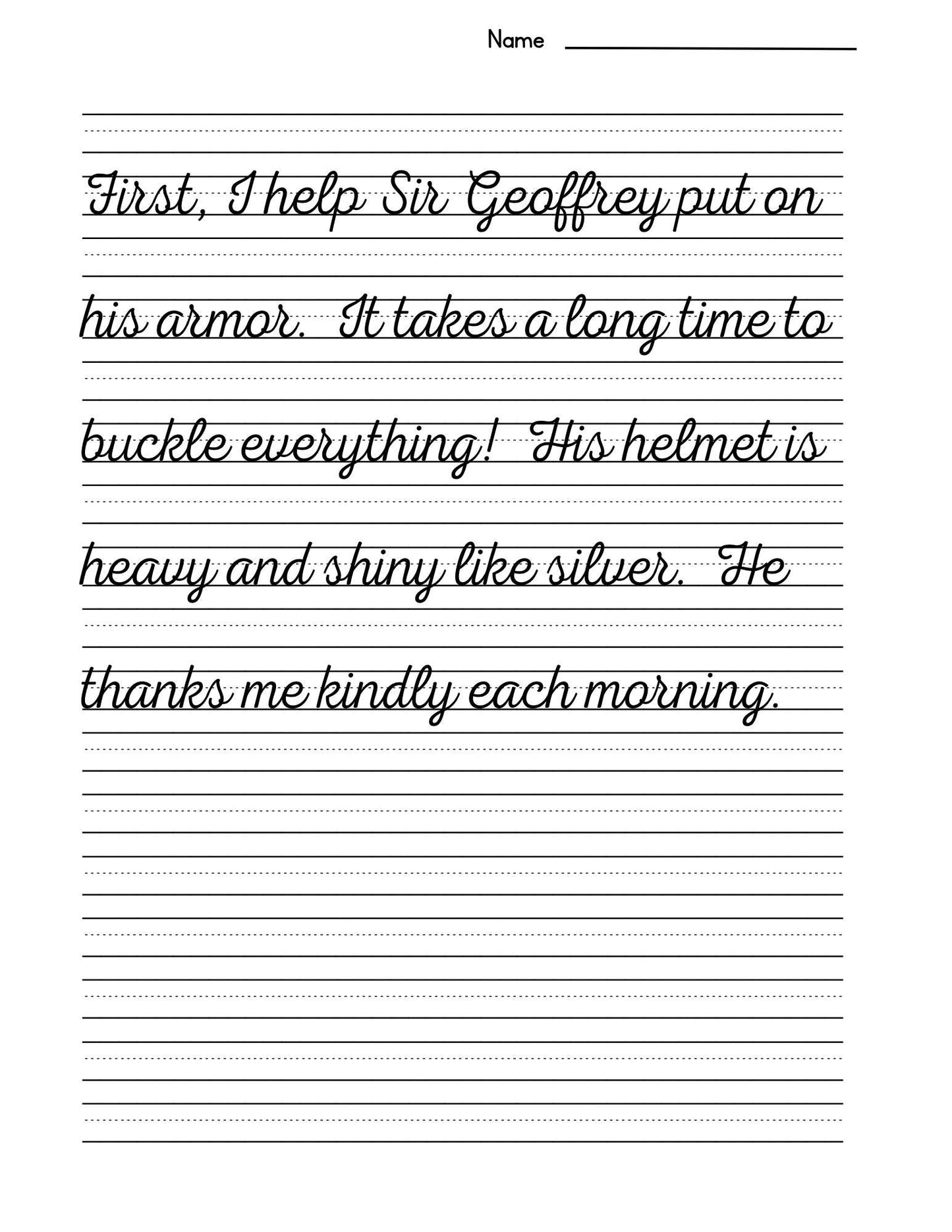 The Letters of Thomas the Squire-Life in a Castle A History Story Cursive Copywork