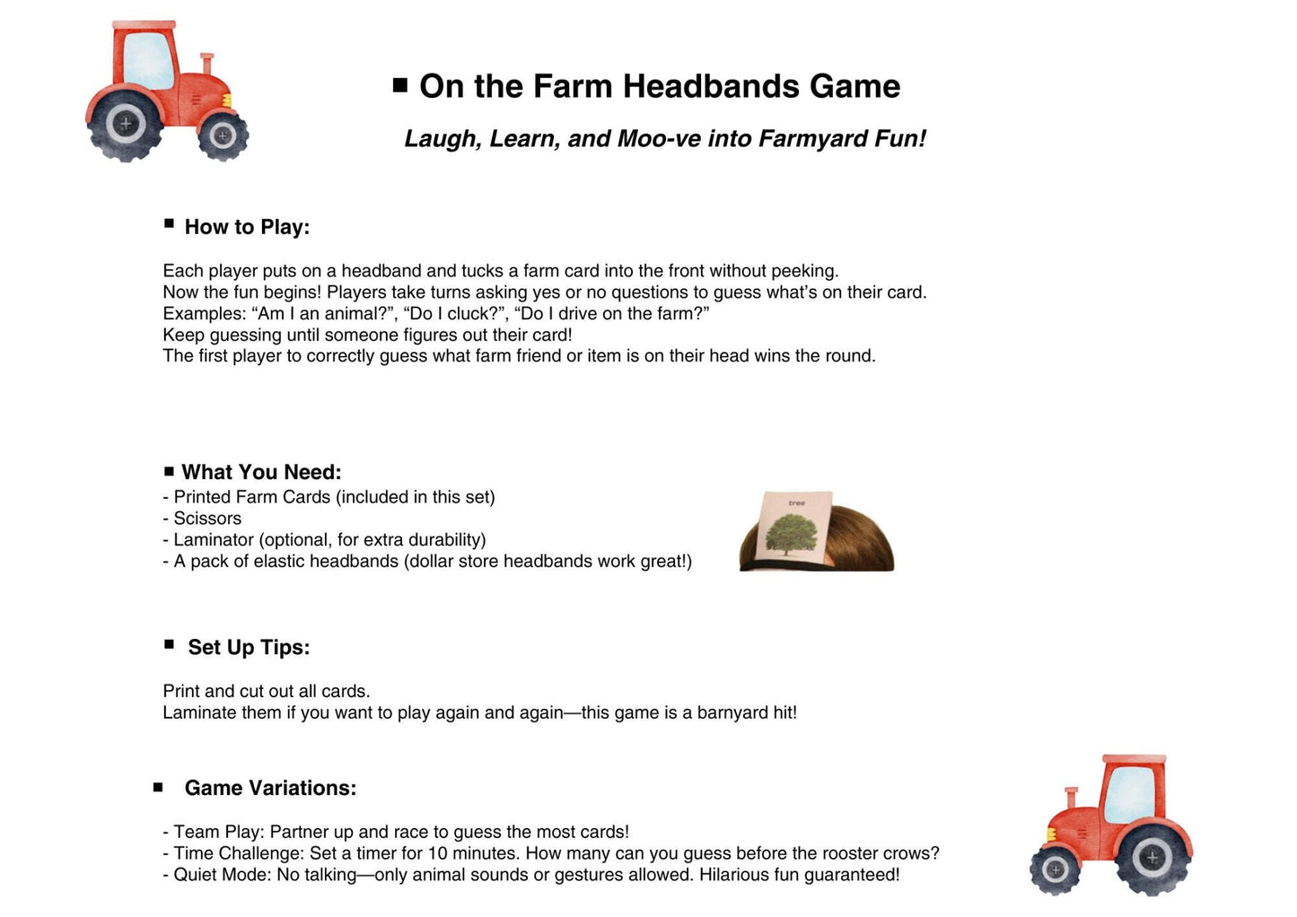 Farm Animal Headbands Game: Kids' Guessing Activity