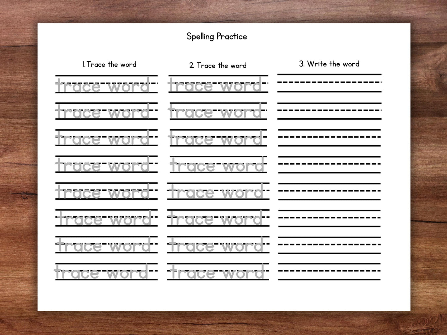 Editable Spelling Practice Worksheet: Canva Template for Kids Handwriting (Digital Download)
