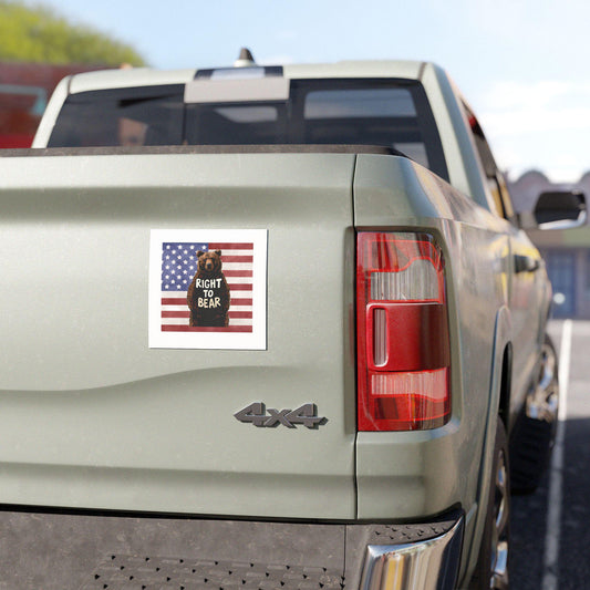 Right to Bear Car Magnet, 5x5 Patriotic American Flag Bear Magnet, Second Amendment Vehicle Accessory