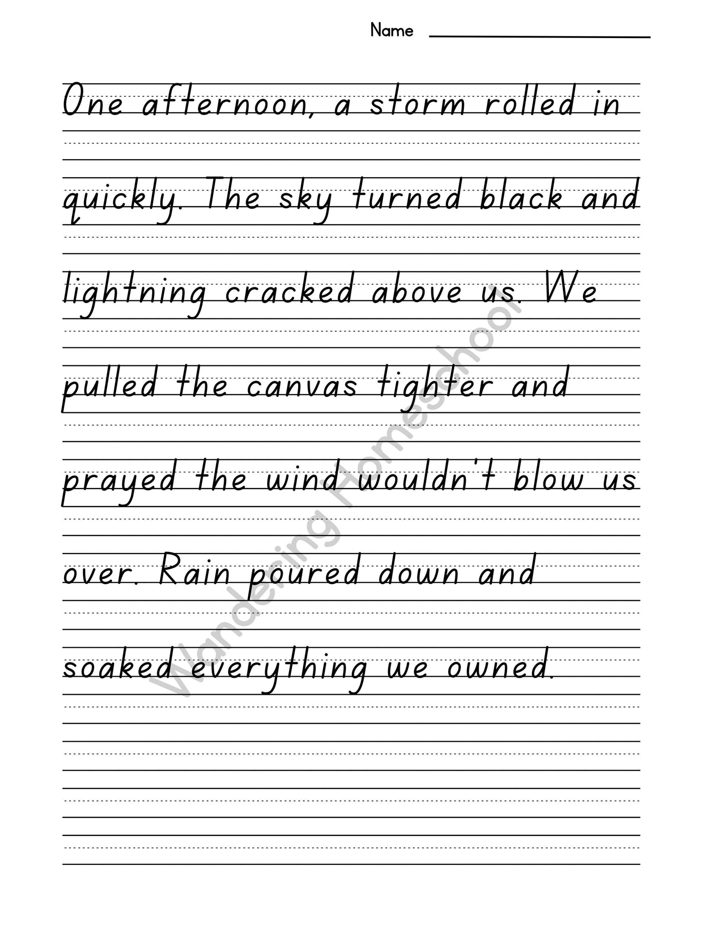 On The Trail Print Copywork: A Pioneer Girl’s Journey Across America (Grades 2–6)