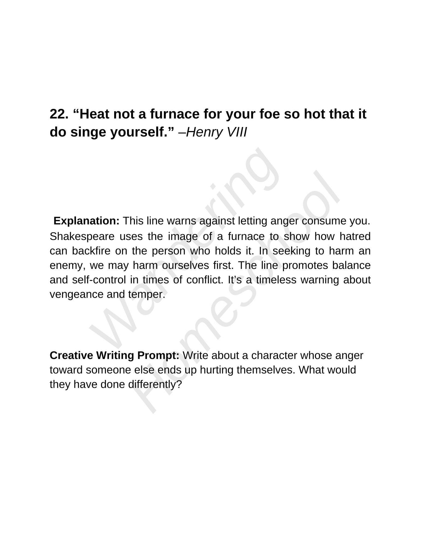 The Bard’s Quill: Writing Prompts Inspired by Shakespeare – Volume 2 Homeschool Highschool Creative Writing