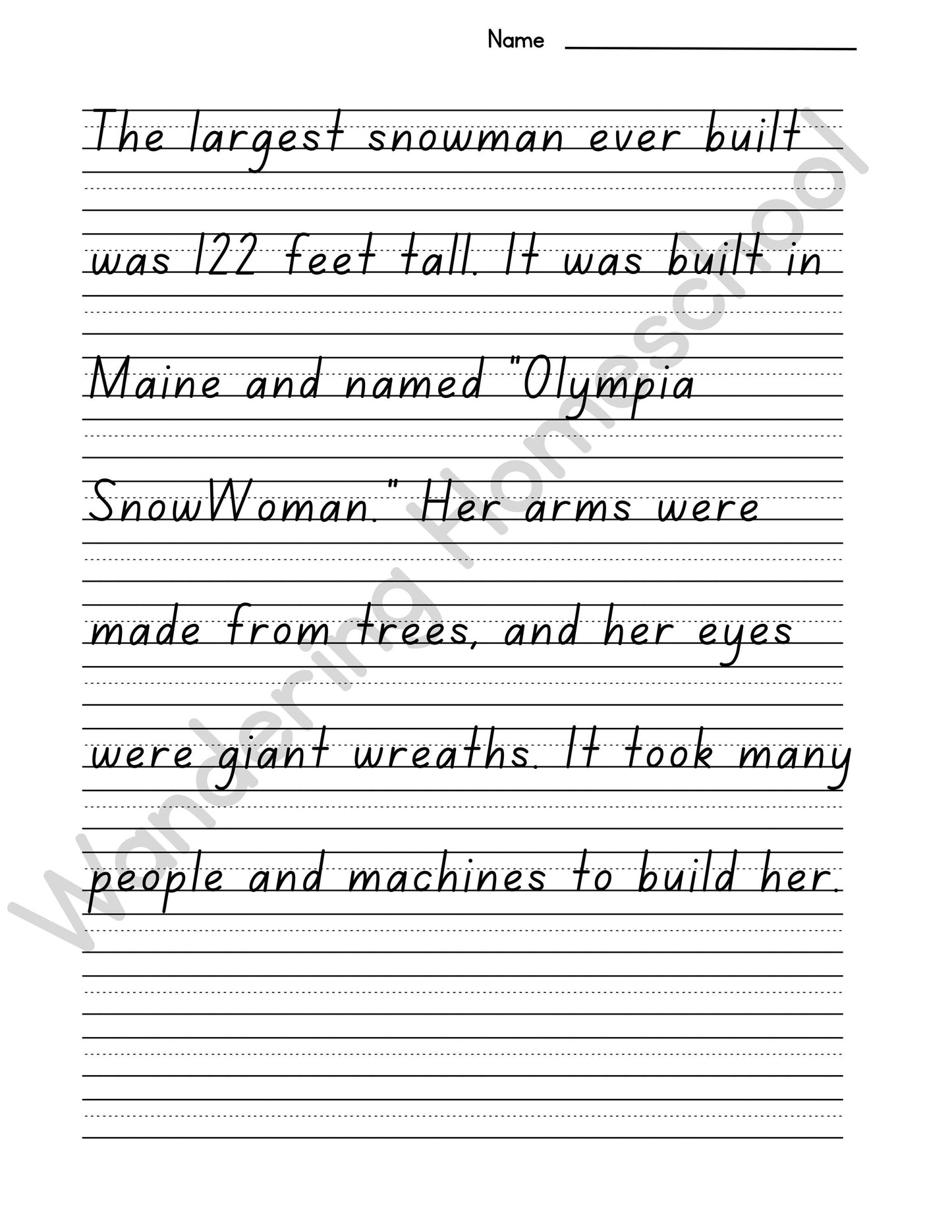 World Record Wonders: Printing Copywork for Champions