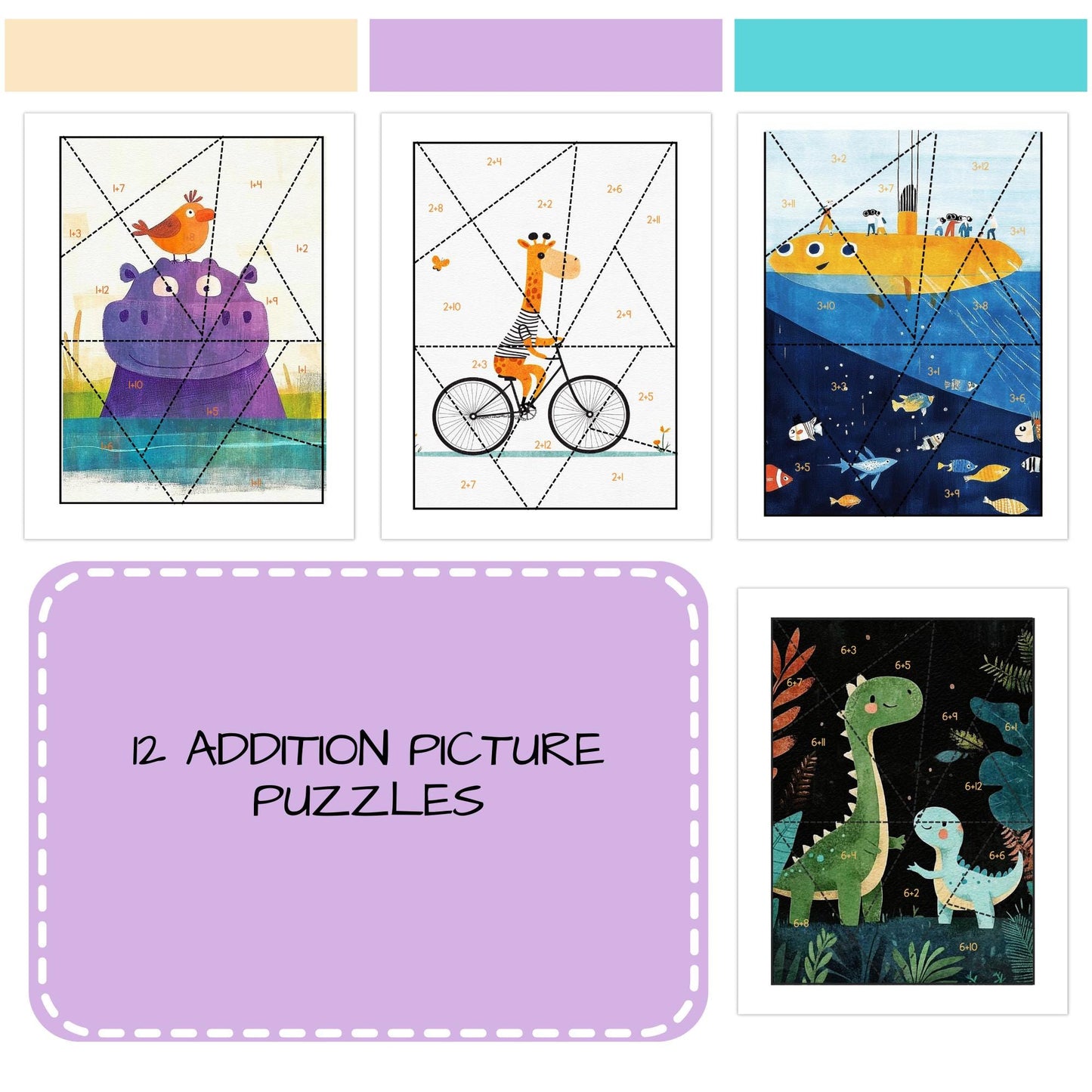 Addition Puzzles – Set of 12 Fun & Engaging Math Activities (Facts 1–12)