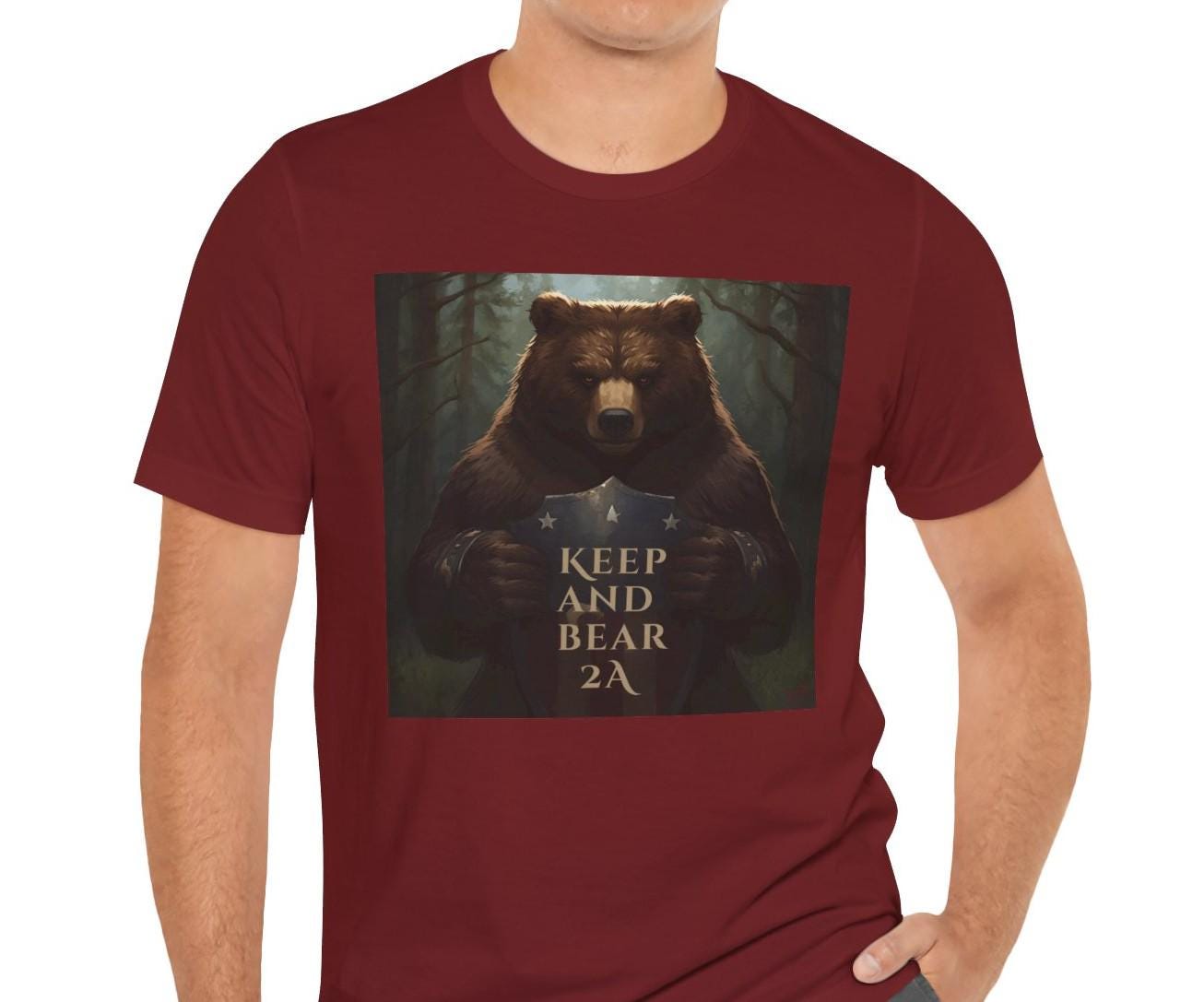 Keep and Bear 2A Shield T-Shirt, Patriotic Bear Second Amendment Tee