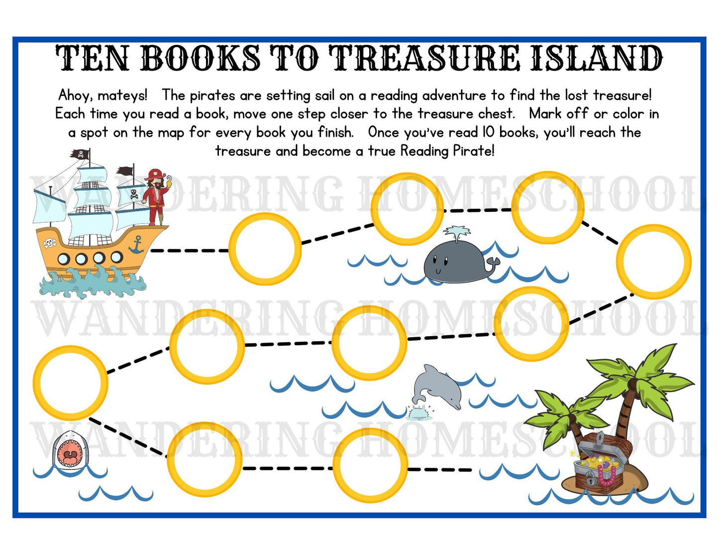 Pirate Reading Reward Chart for Kids Bundle With Color and Black and White