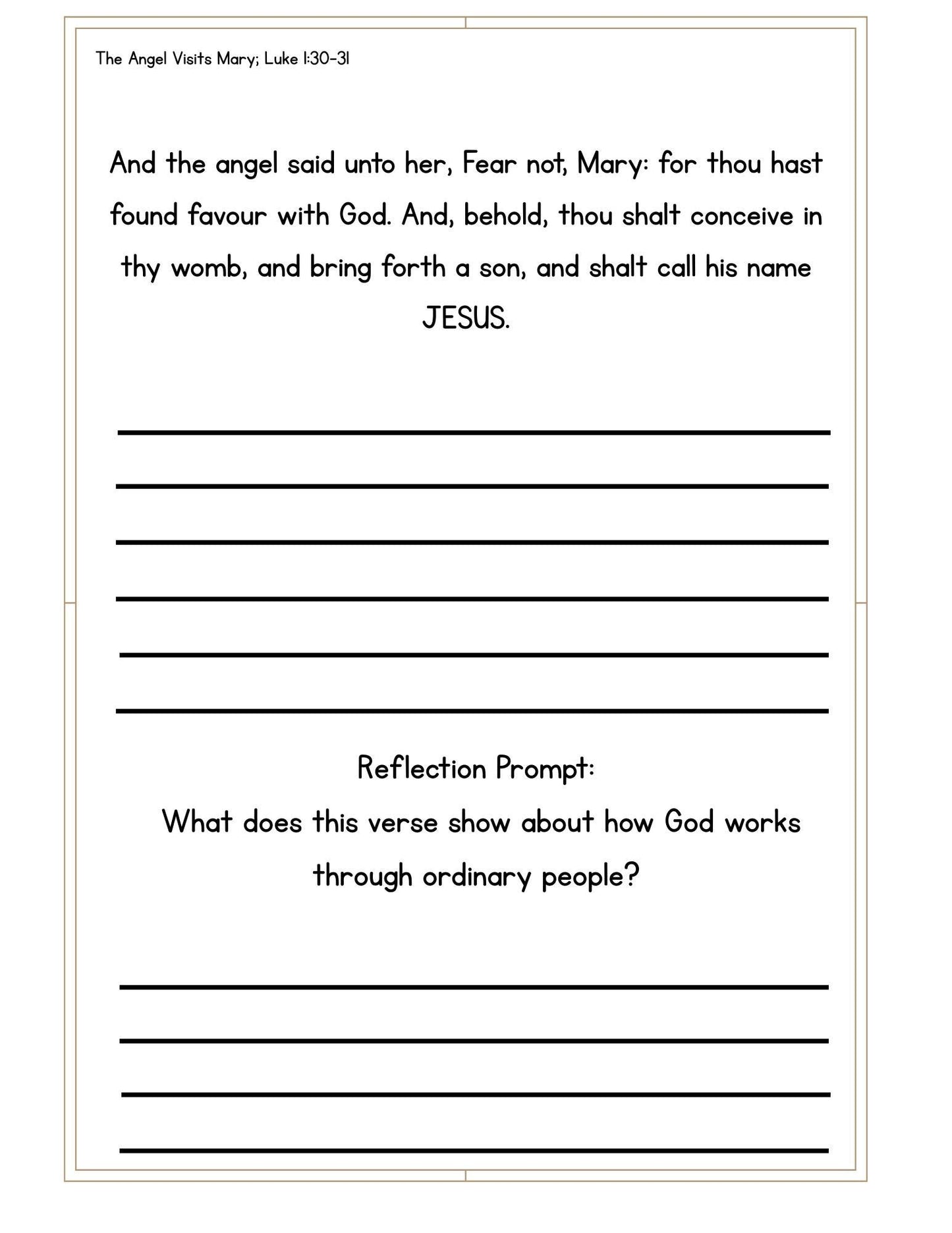 Life of Jesus Copywork: KJV Bible Verse Handwriting Practice (Print Edition Digital Download