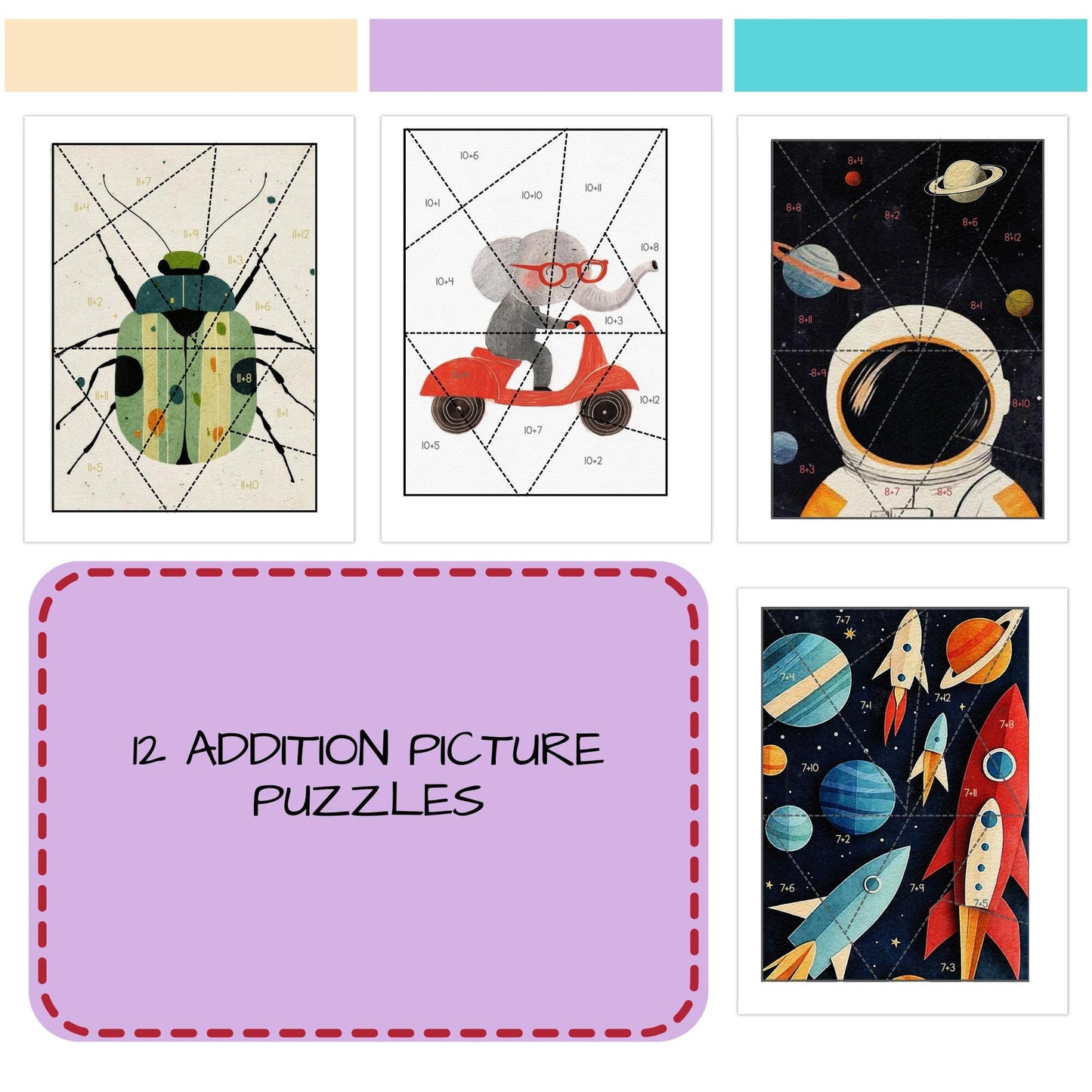 Addition Puzzles – Set of 12 Fun & Engaging Math Activities (Facts 1–12)