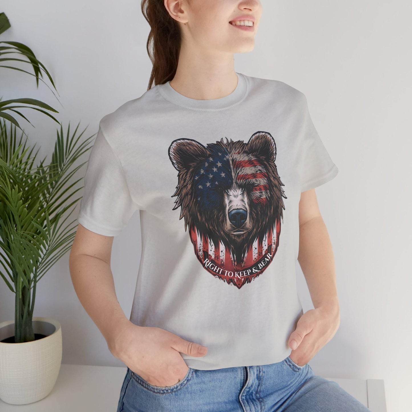 Right to Keep and Bear 2A T-Shirt, Patriotic Bear American Flag Shirt, Second Amendment Graphic Tee
