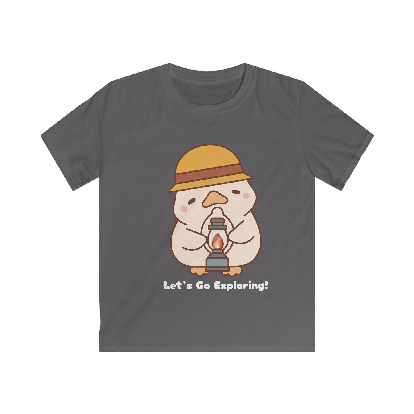 Kids "Let's Go Exploring" Duck Tee: Softstyle Cotton T-Shirt