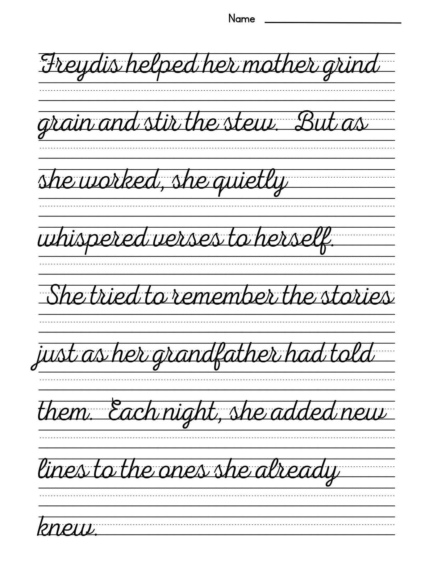 Viking Girl Story Copywork: Norse History Handwriting Practice (PDF Downloadable Workbook)