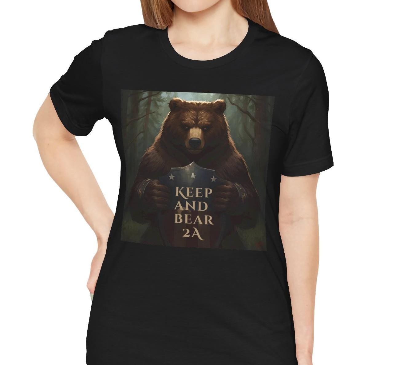 Keep and Bear 2A Shield T-Shirt, Patriotic Bear Second Amendment Tee