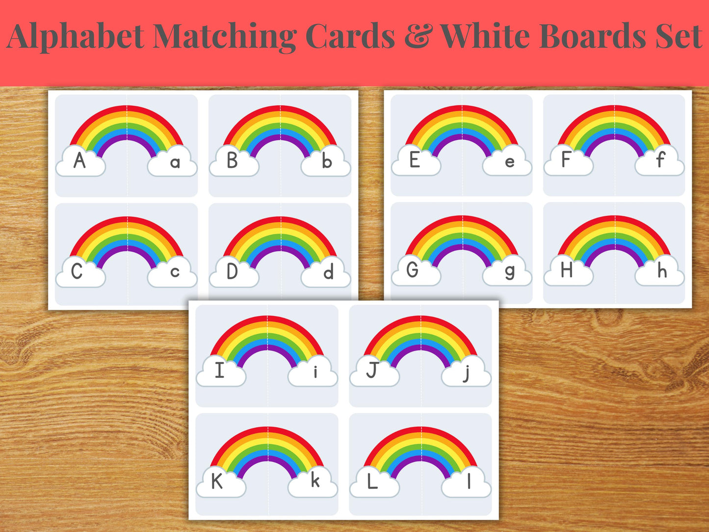 Rainbow Alphabet Learning Bundle: Matching Cards & Tracing Worksheets (Printable Set)