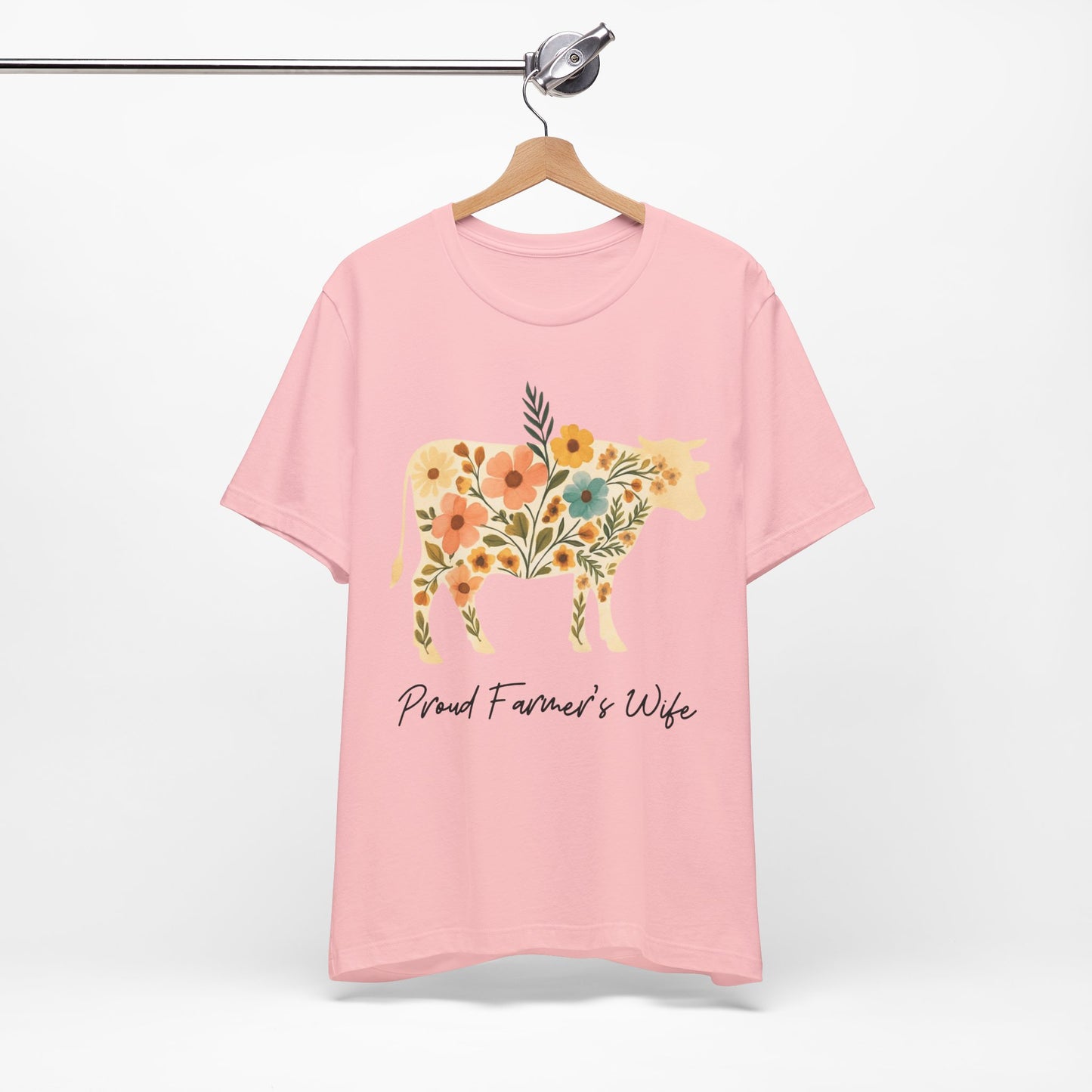 Proud Farmer's Wife Floral Cow Tee Sz. S-5XL