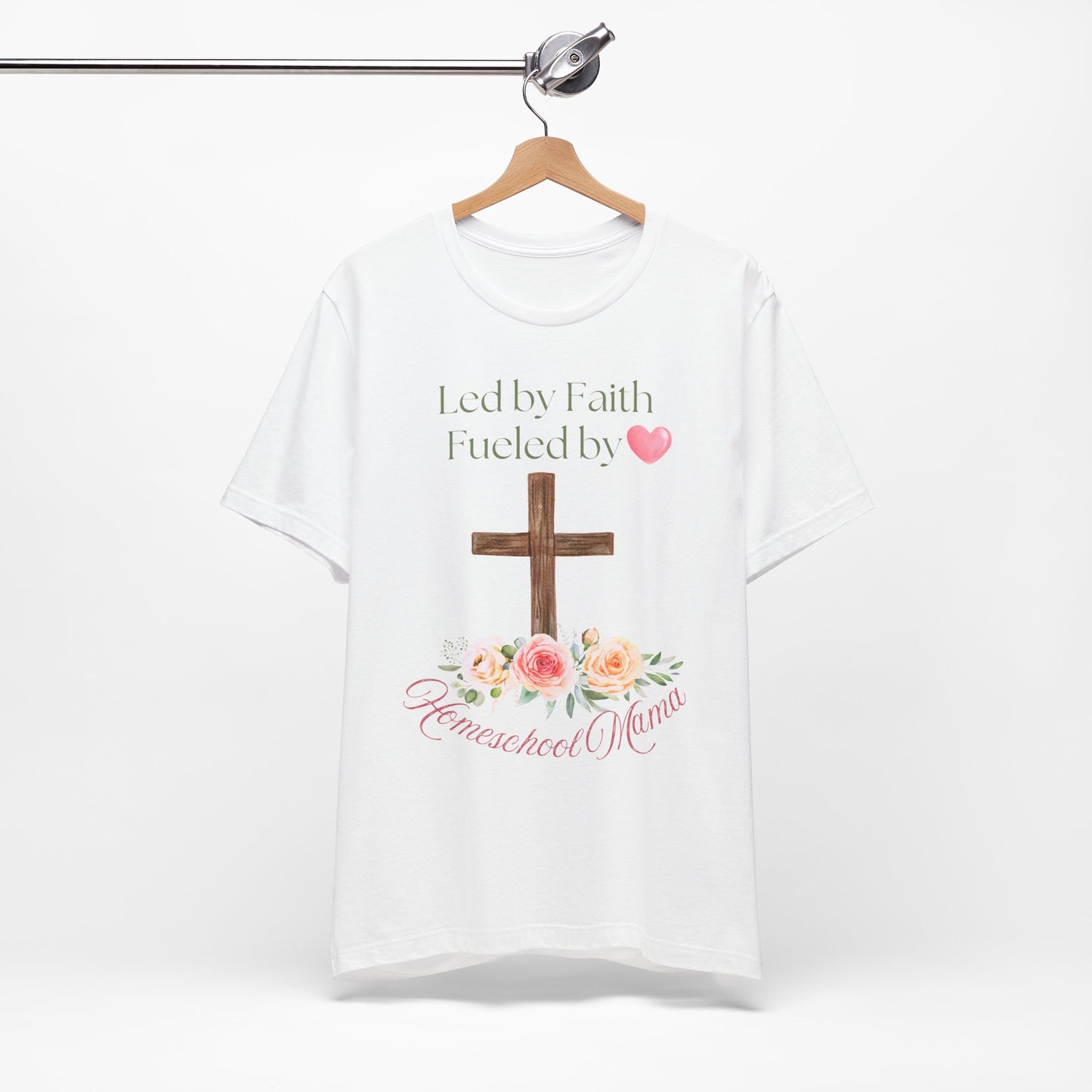 Women's Led by Faith Christian Homeschool Mom Tee Sz. S-5XL