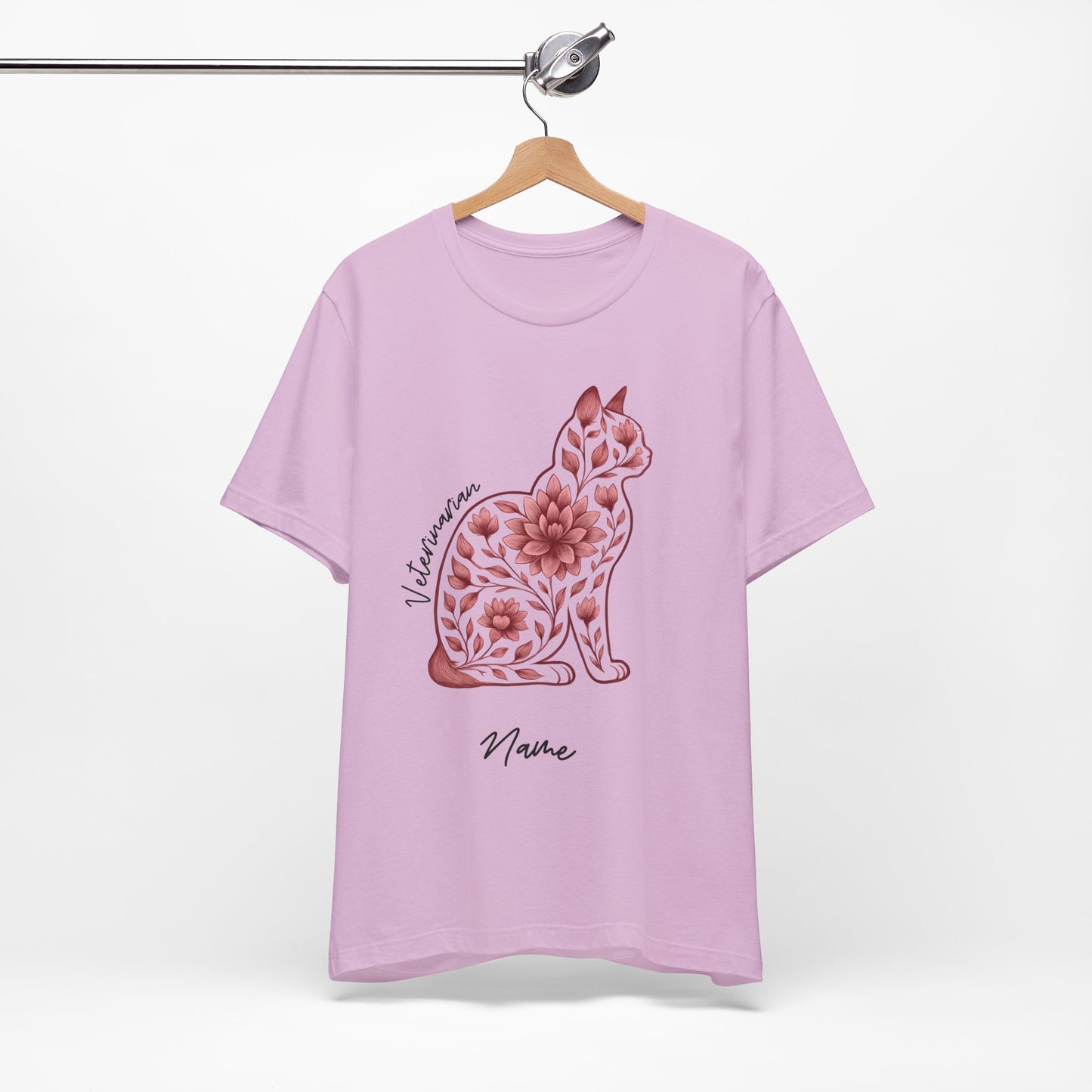 Veterinarian Shirt Personalized, Floral Cat Design Sz. S-5XL
