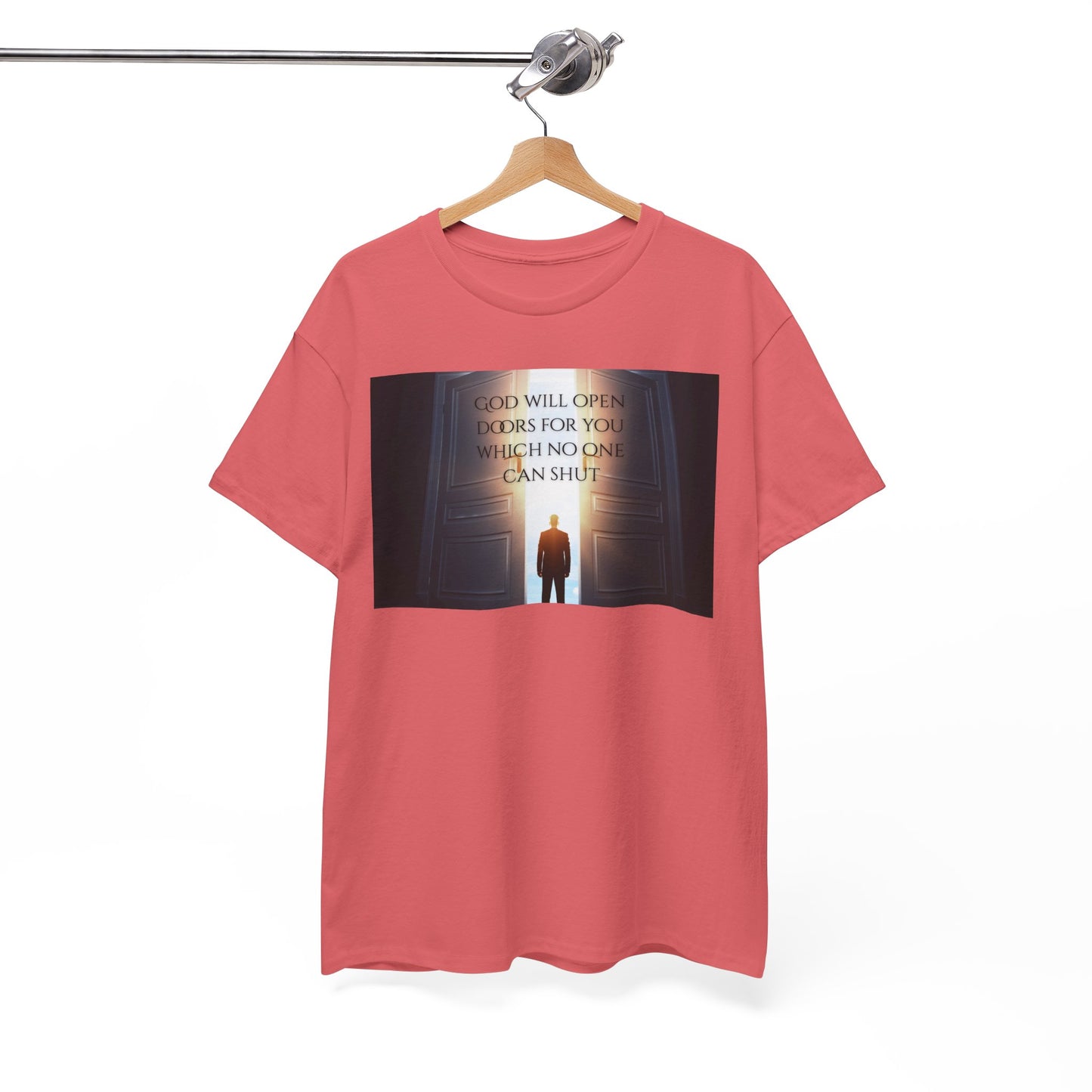 Women's Christian God Will Open Doors Heavy Cotton Tee