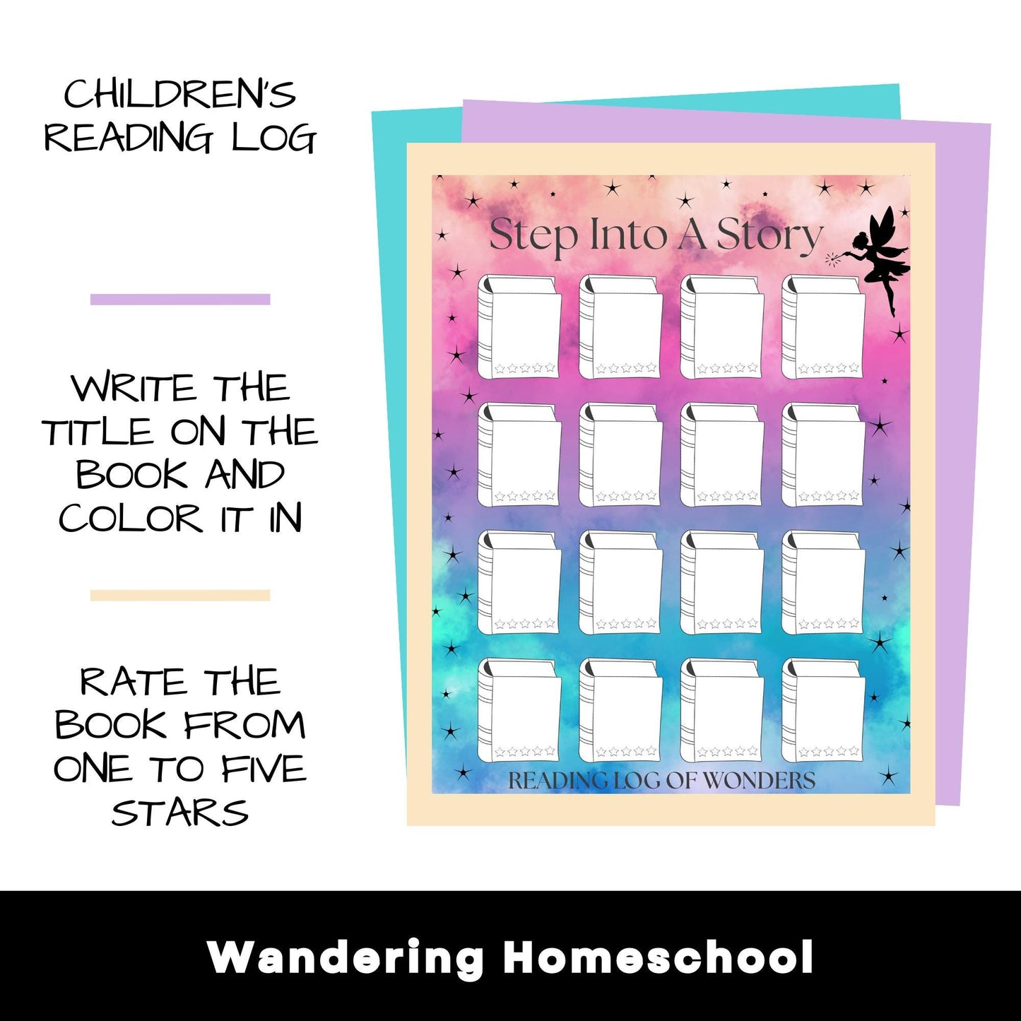 Children's Step Into A Story Reading Logs in Color and Black & White