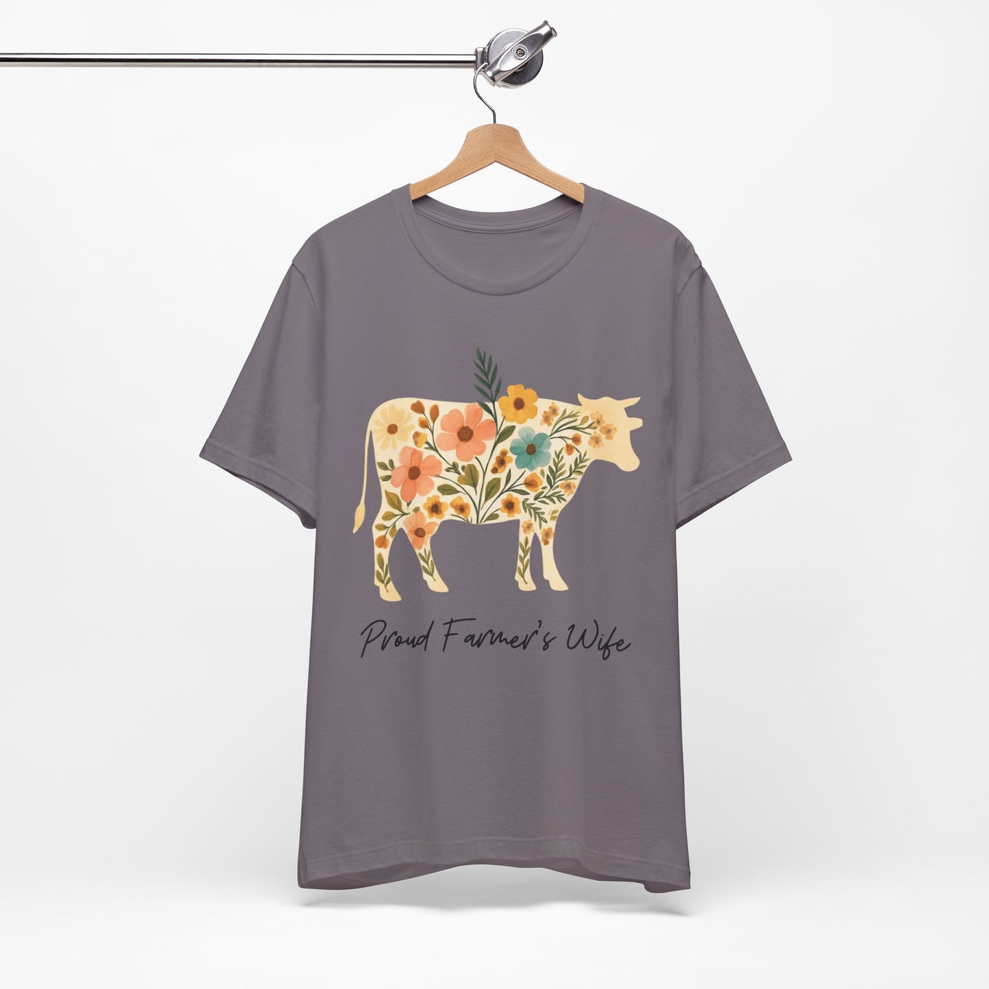 Proud Farmer's Wife Floral Cow Tee Sz. S-5XL