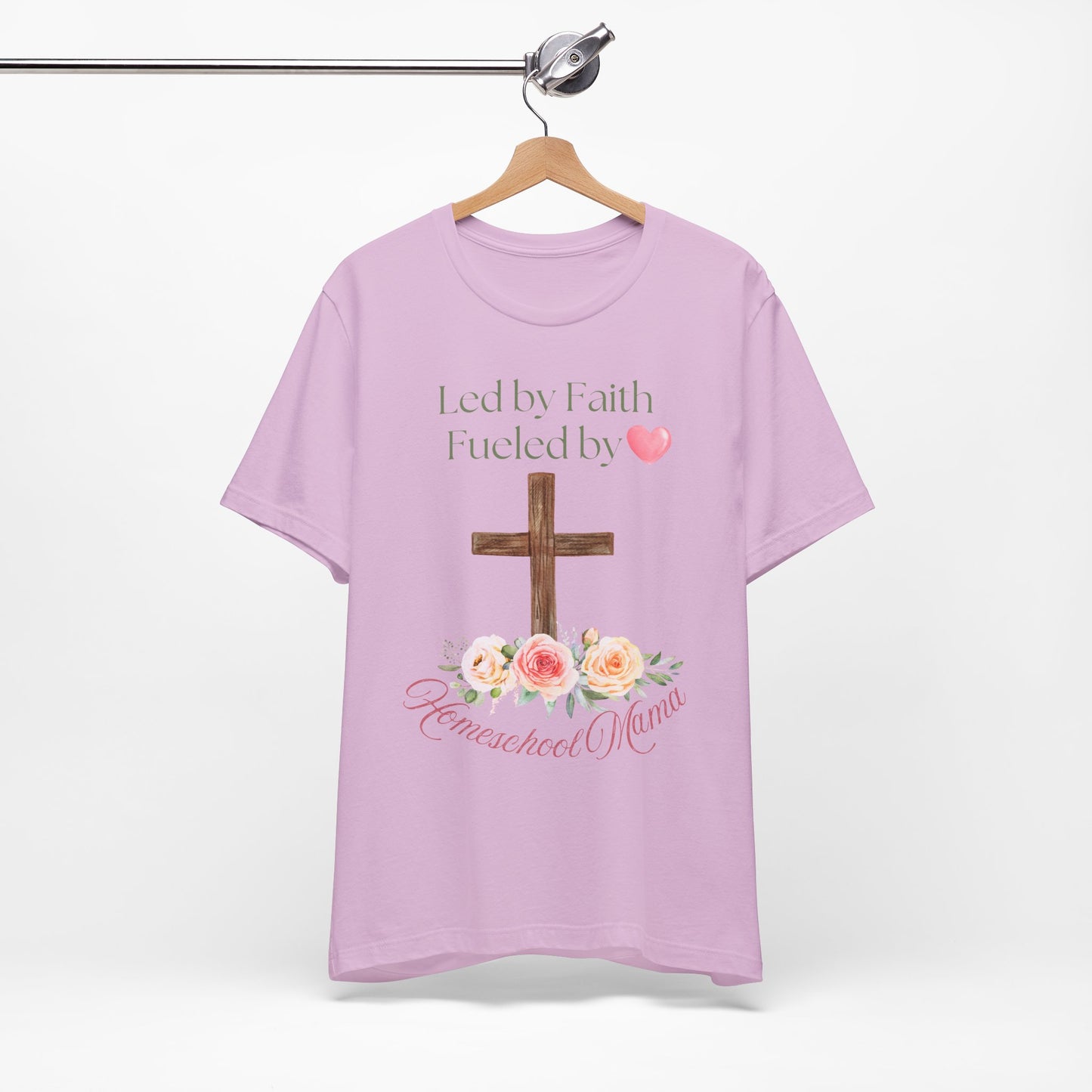 Women's Led by Faith Christian Homeschool Mom Tee Sz. S-5XL