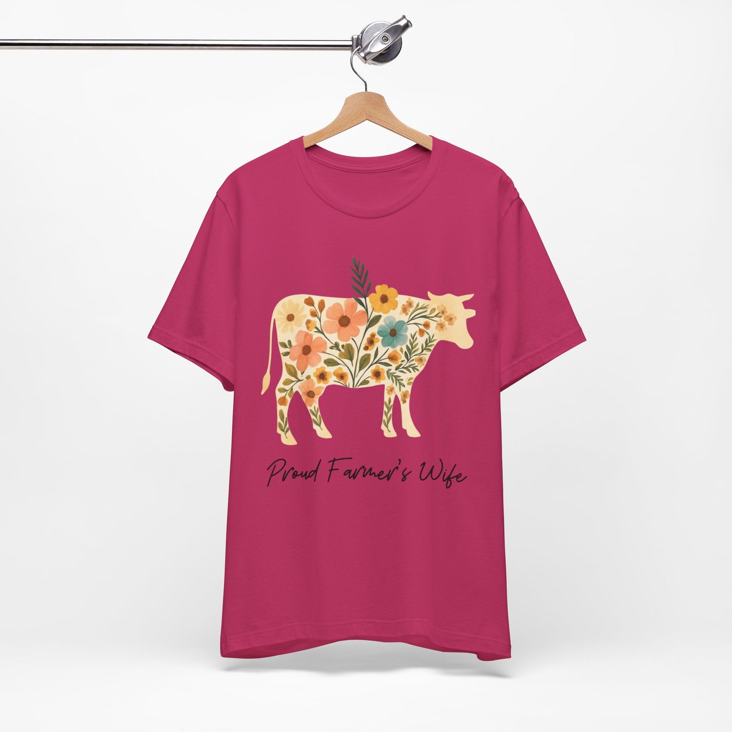 Proud Farmer's Wife Floral Cow Tee Sz. S-5XL