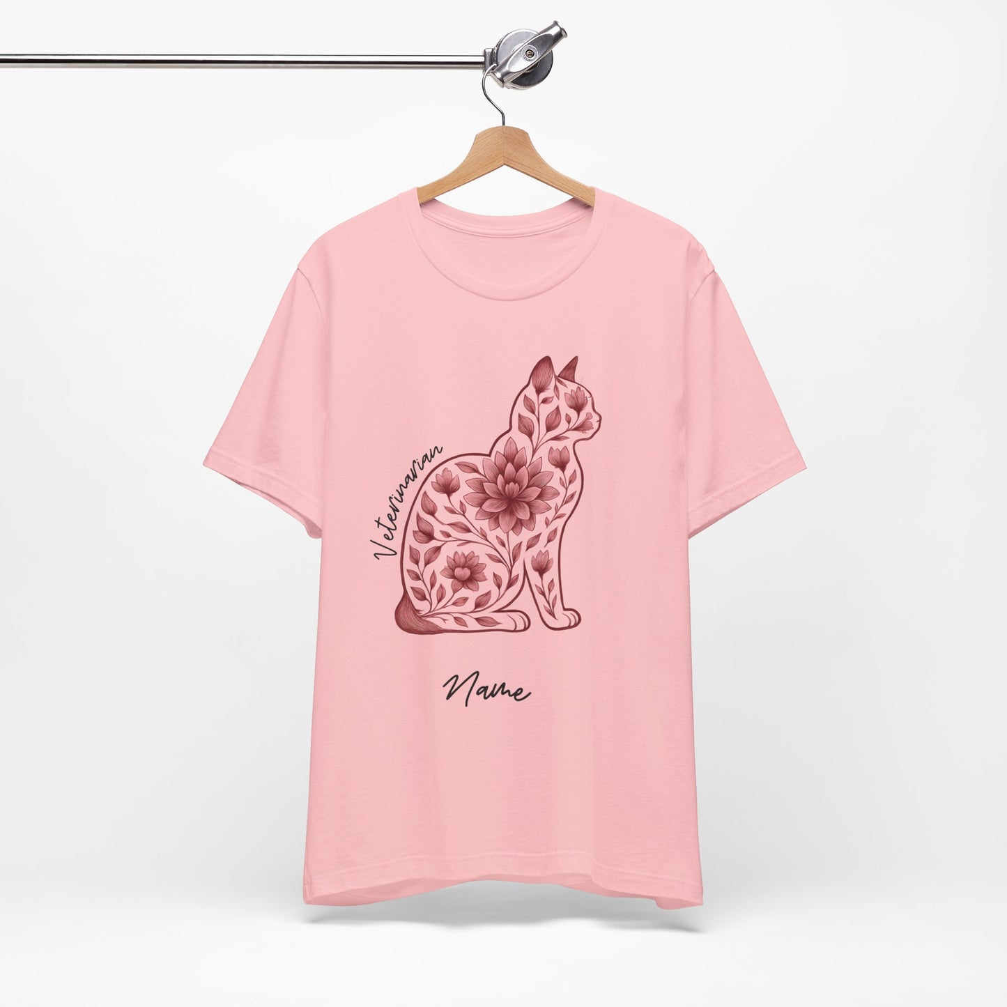 Veterinarian Shirt Personalized, Floral Cat Design Sz. S-5XL