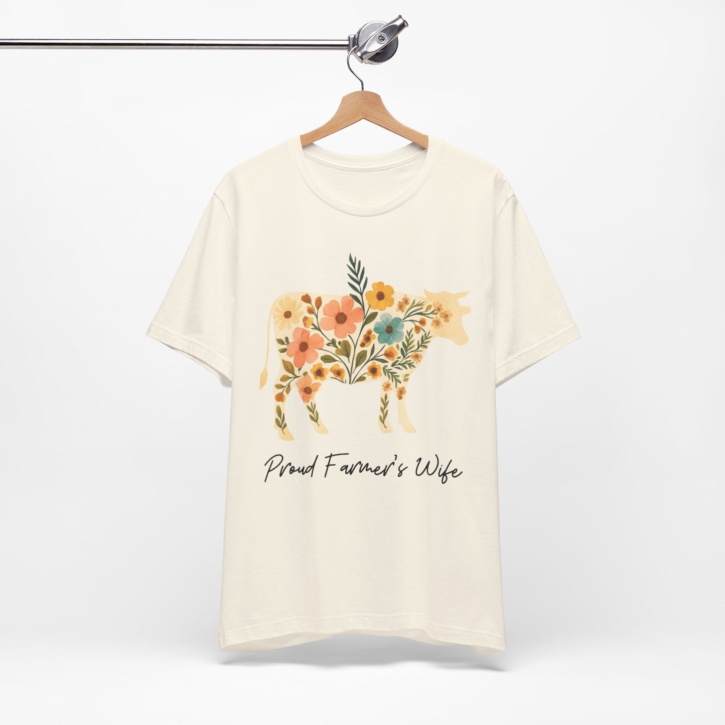 Proud Farmer's Wife Floral Cow Tee Sz. S-5XL