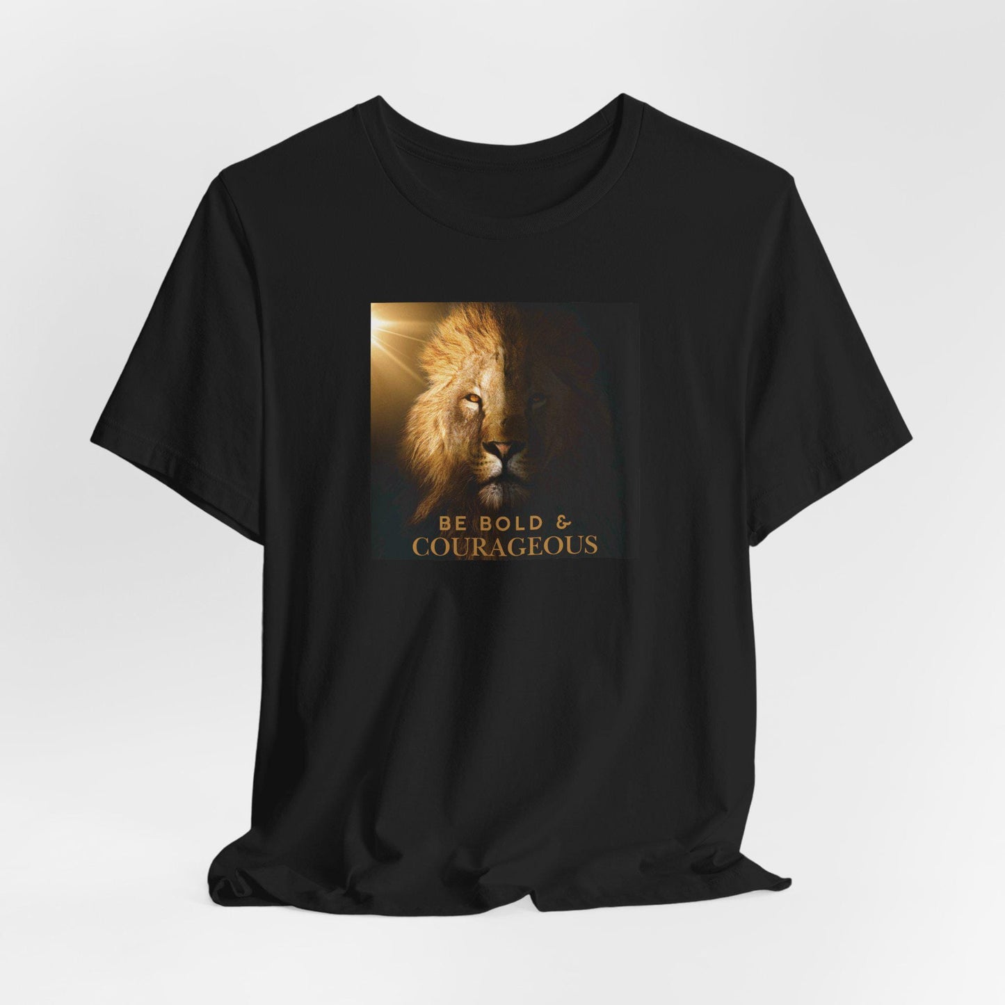 Women's Bold and Courageous Lion Jersey Tee, Christian Strength, Courage Inspirational Shirt