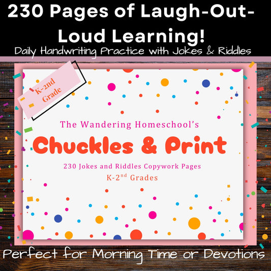 Chuckles & Print Jokes and Riddles Print Copywork Workbook for K-2nd grade