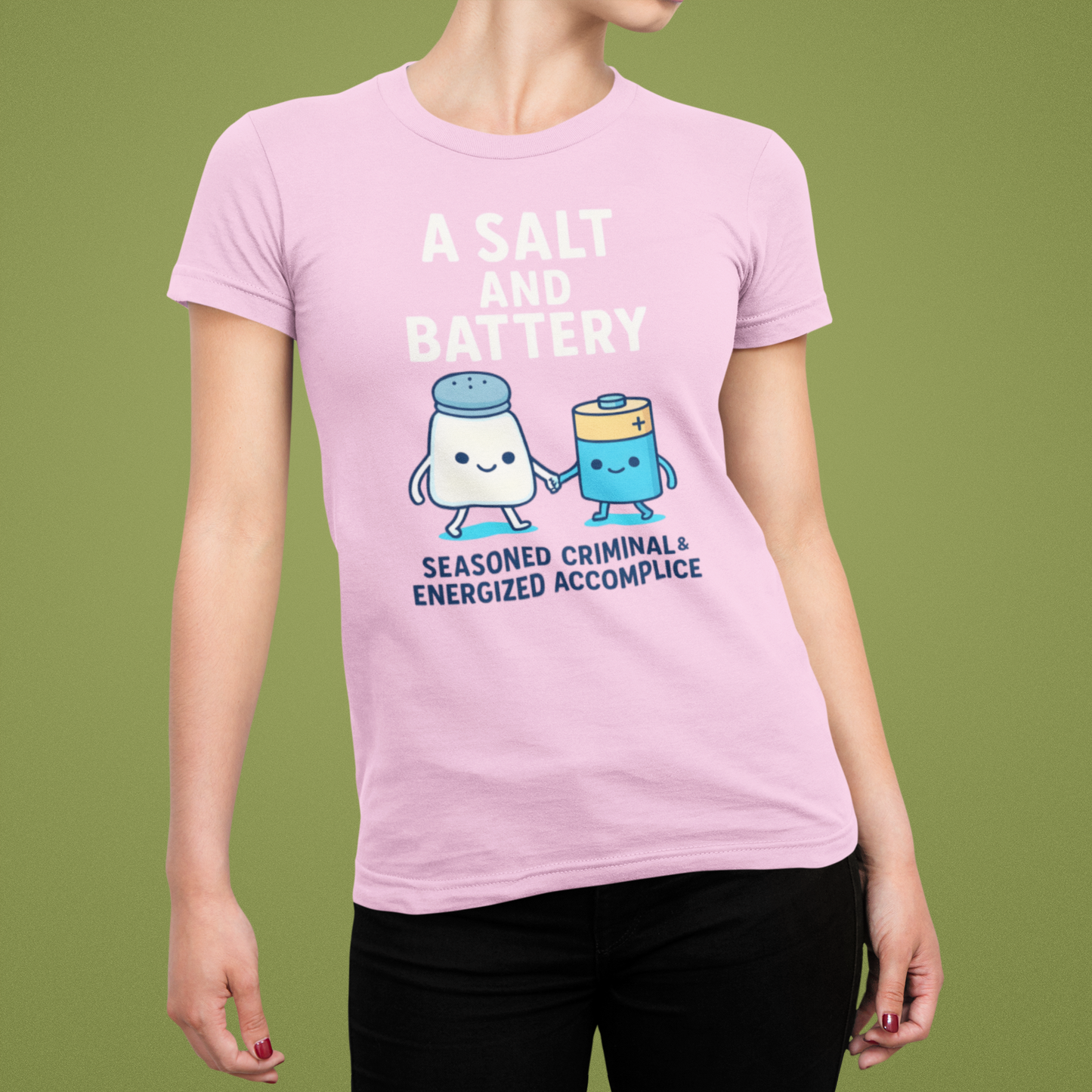 Women's  Funny A Salt and Battery  Jersey Short Sleeve Tee Sz. S-5XL