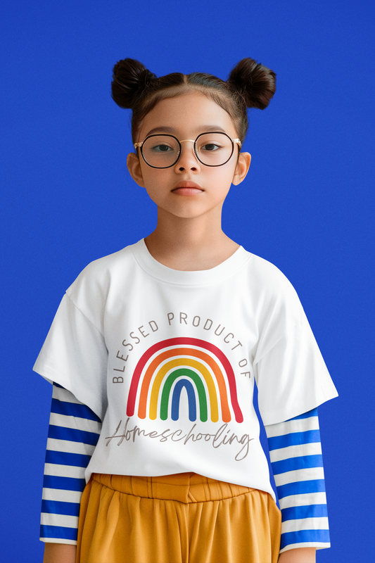 Children's Blessed Product of Homeschool Youth Short Sleeve Tee Sz. S-XL