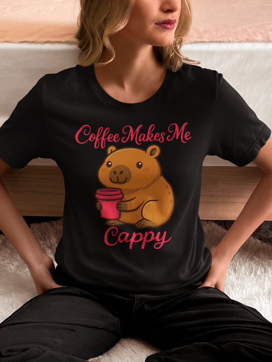 Women's Coffee Makes Me Cappy Jersey Short Sleeve Tee Sz. S-5XL