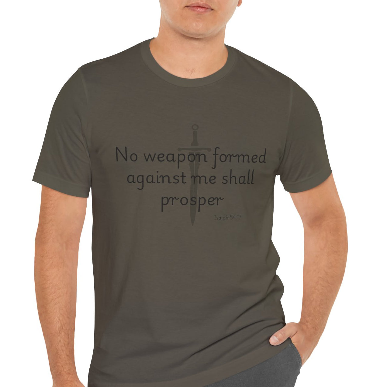 Men's Christian Tee No Weapon Formed Against Me Jersey Short Sleeve Tee Sz.S-5XL