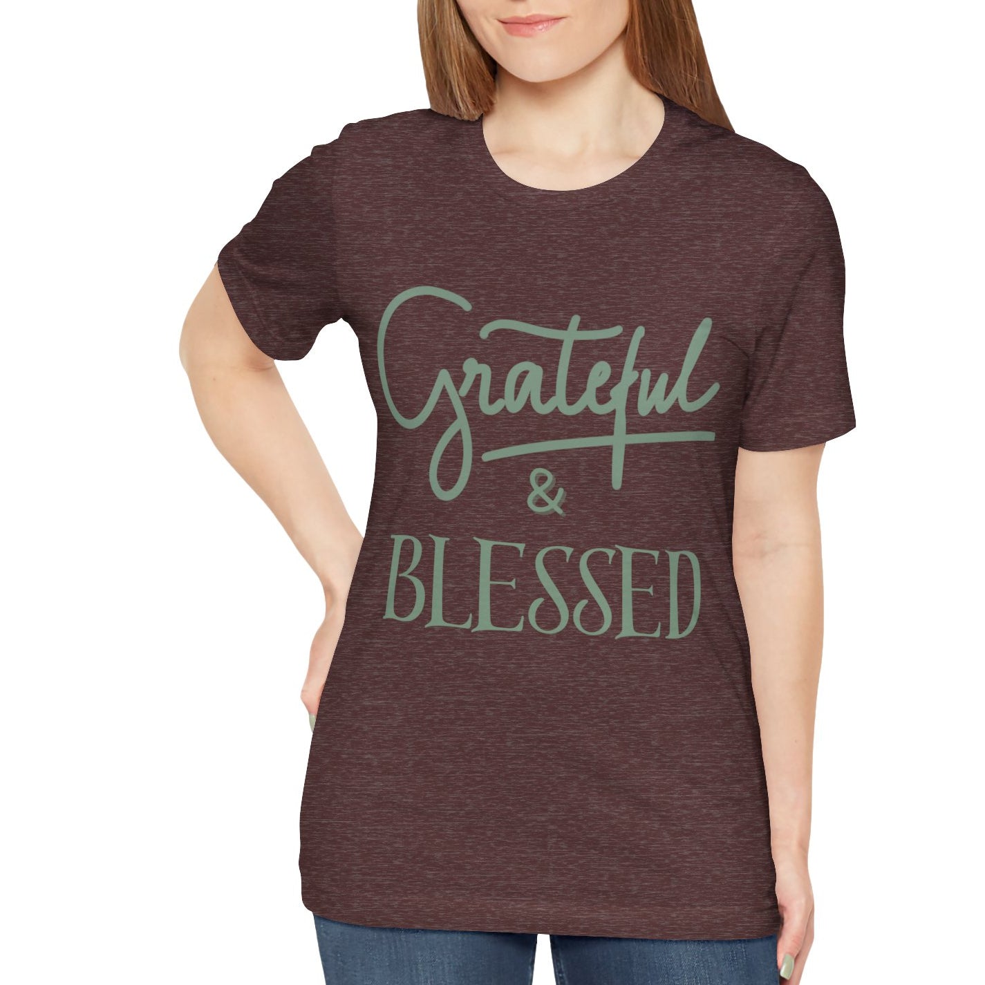Women's Grateful and Blessed Jersey Short Sleeve Tee Sz. S-5XL