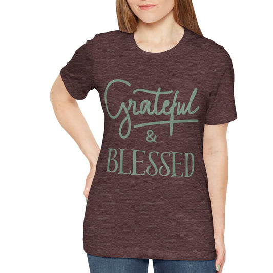 Women's Grateful and Blessed Jersey Short Sleeve Tee Sz. S-5XL