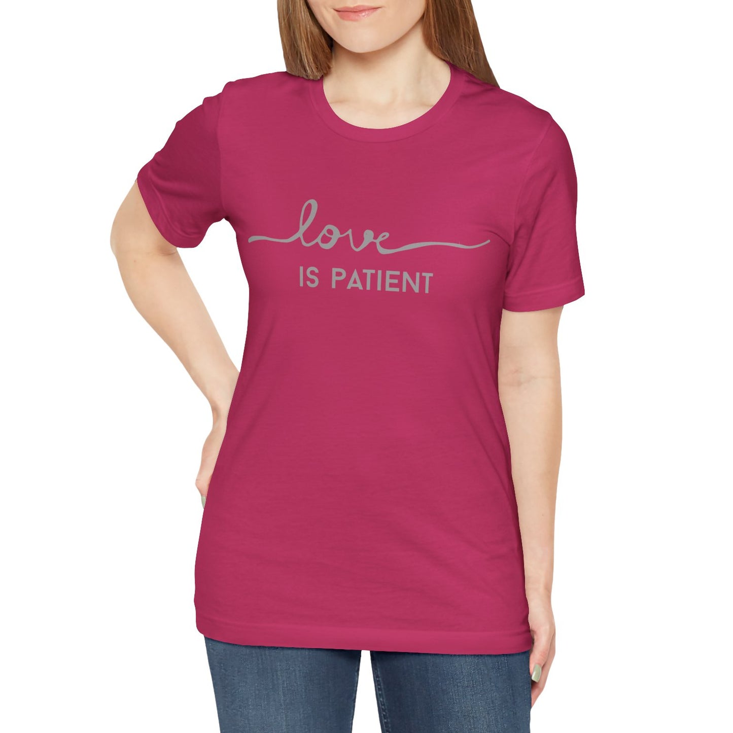 Women's Christian Love is Patient Jersey Short Sleeve Tee Sz. S-5XL