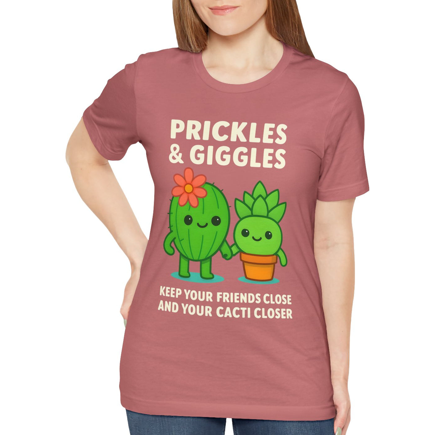 Prickles and Giggles Cactus and Succulent Jersey Short Sleeve Tee  Sz. S-5XL