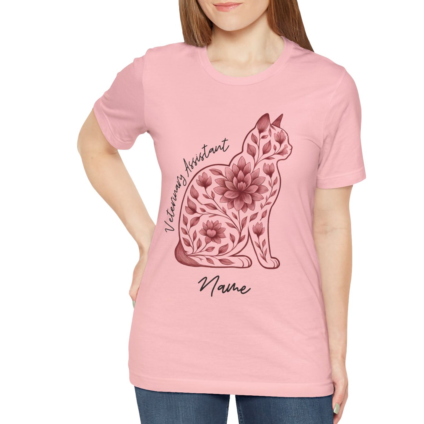Cat Floral Women's Tee - Vet Assistant Design Sz. S-5XL