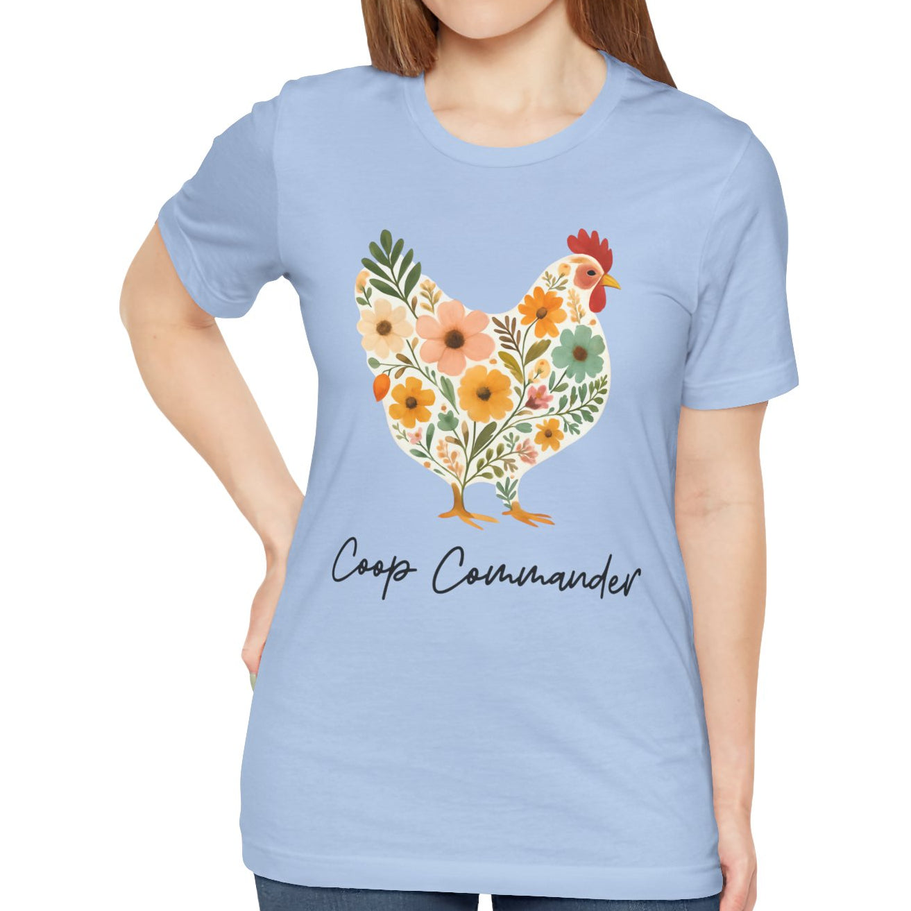 Women's Coop Commander Floral Chicken Jersey Short Sleeve Tee Sz. S-5XL